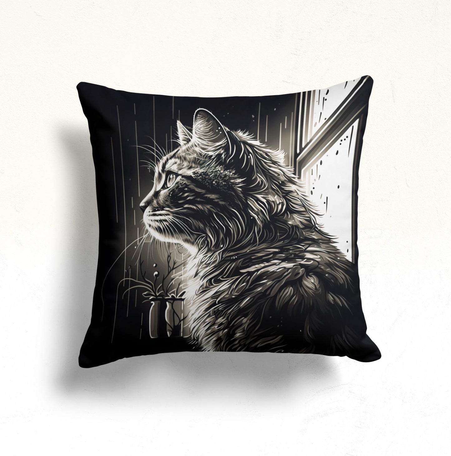 Jungle Cat Cushion Cover, Moonlight, Coffee, Cat Home Decor
