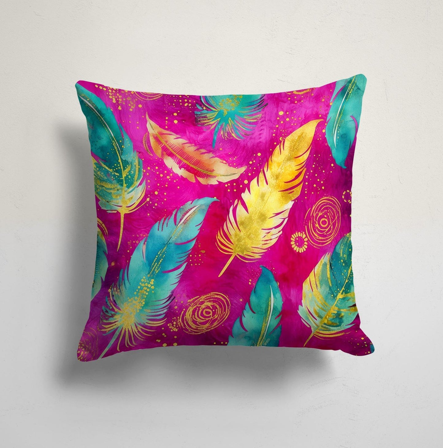 Abstract Peacock Feather Design Colorful Cushion Cover