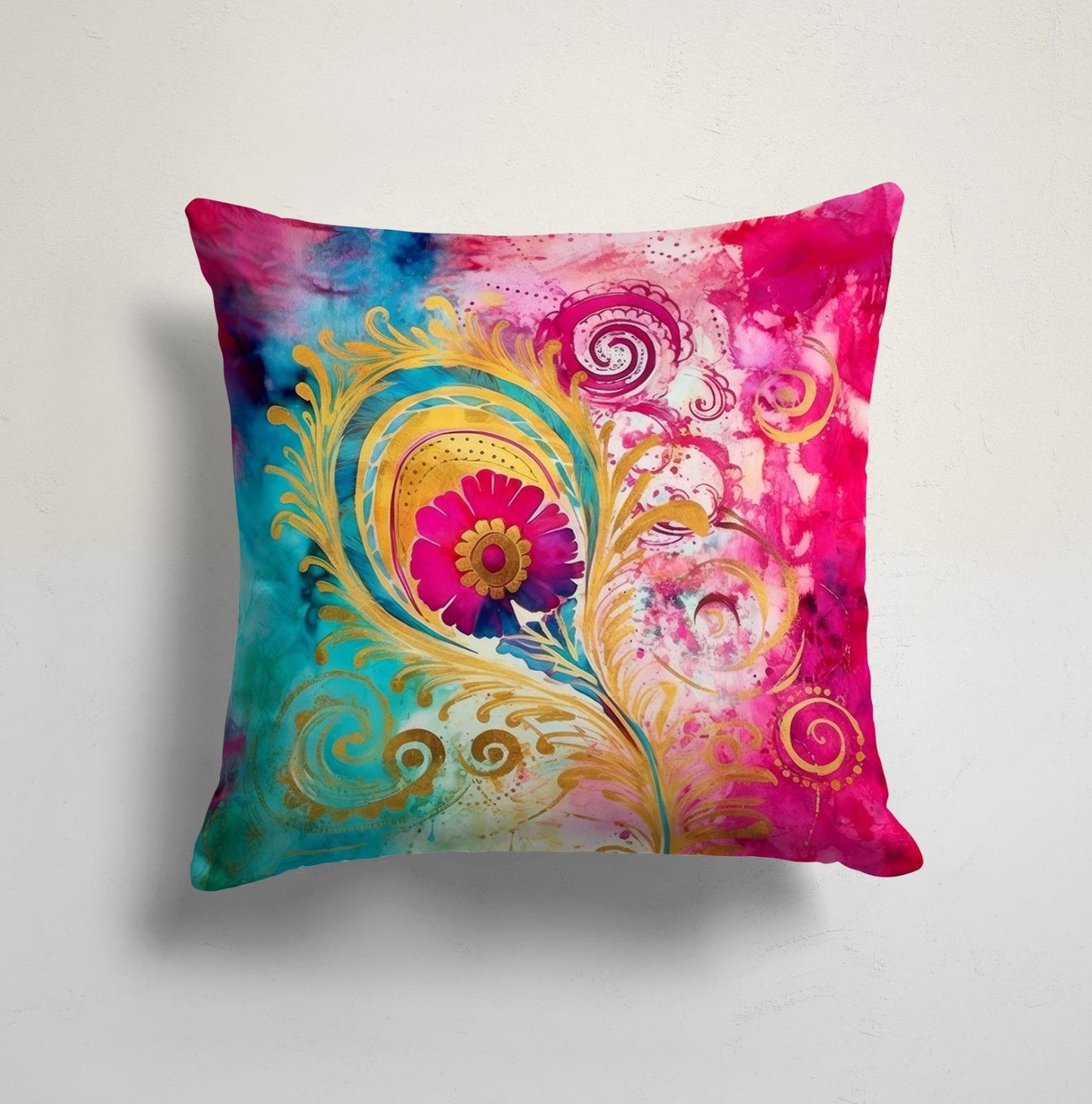 Abstract Peacock Feather Design Colorful Cushion Cover