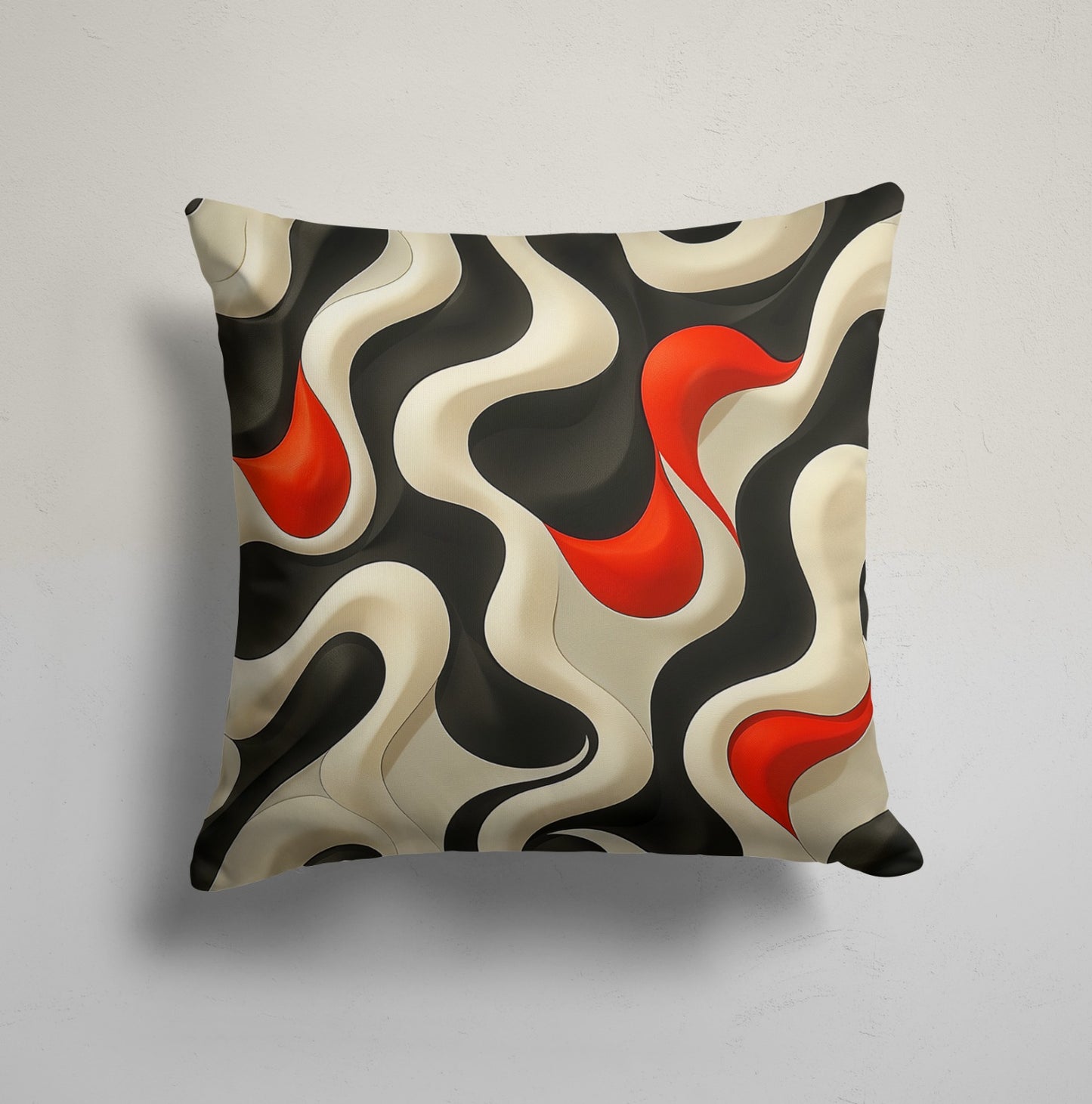 Orange and Black Abstract Circles Cushion Cover, Sunset Decor