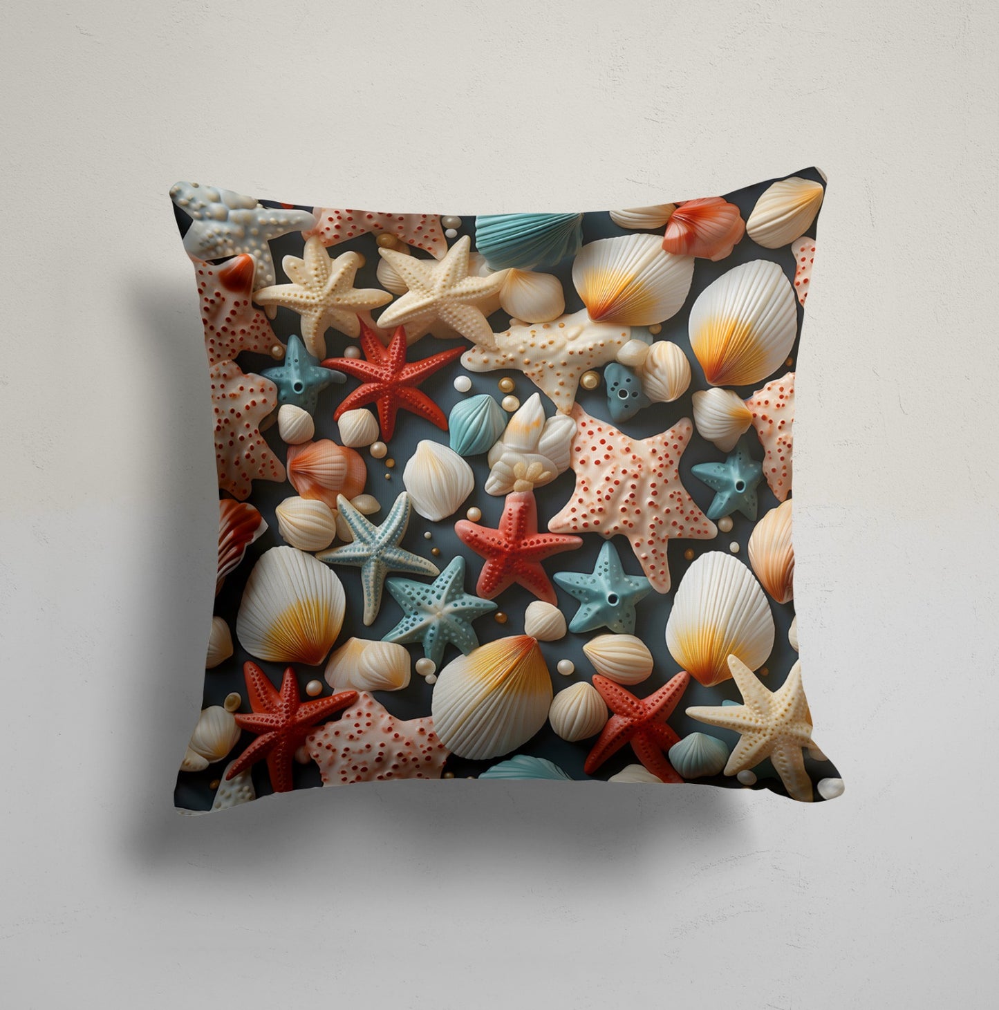 Seashells & Coral Delight Cushion Cover, Oceanic Harmony
