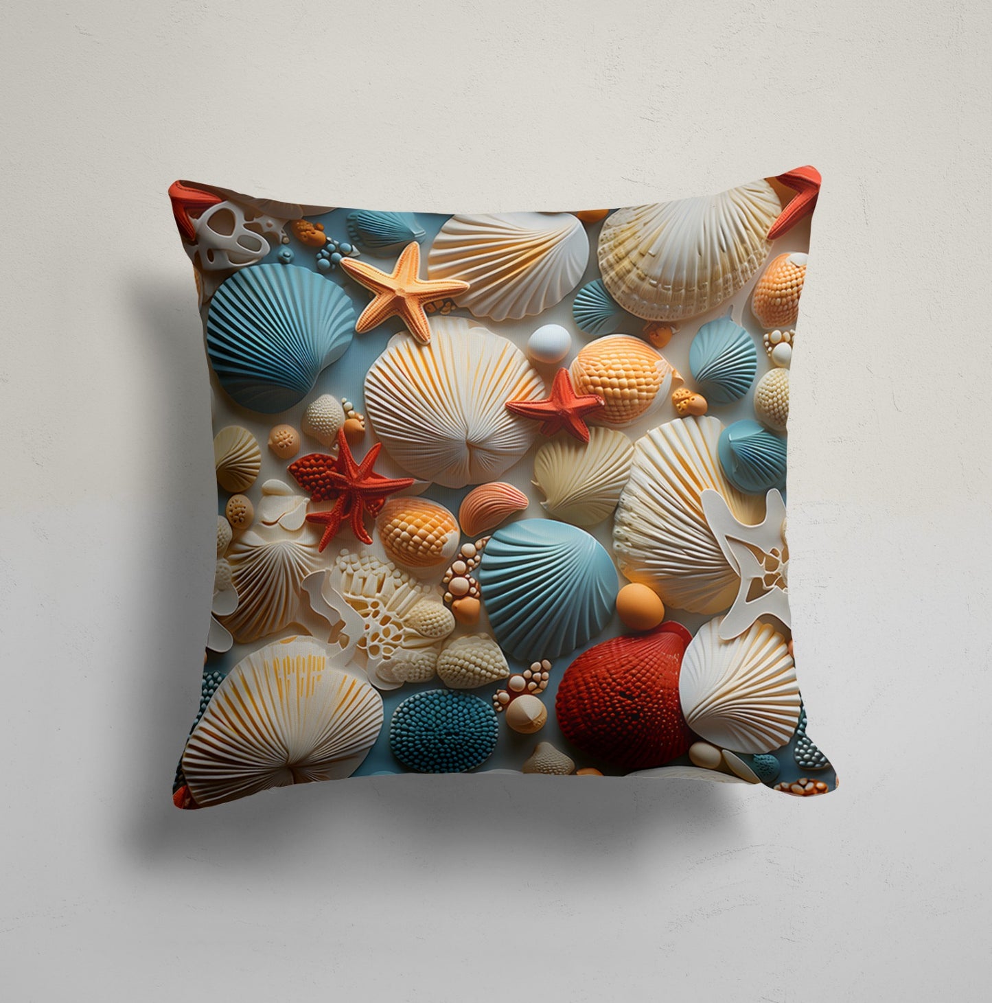 Seashells & Coral Delight Cushion Cover, Oceanic Harmony