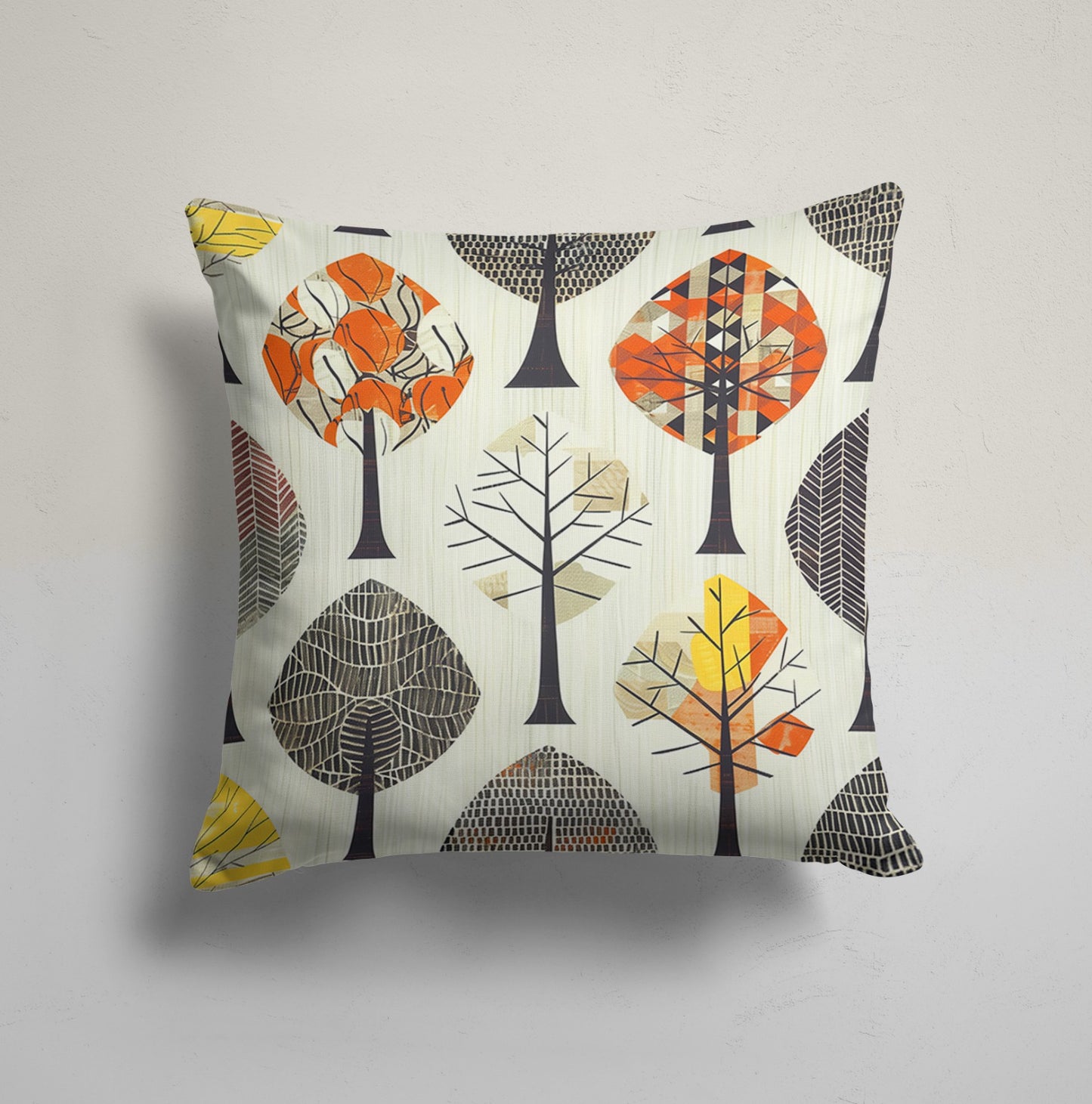 Modern Tree Silhouette Cushion Cover, Triangular Geometric Decor