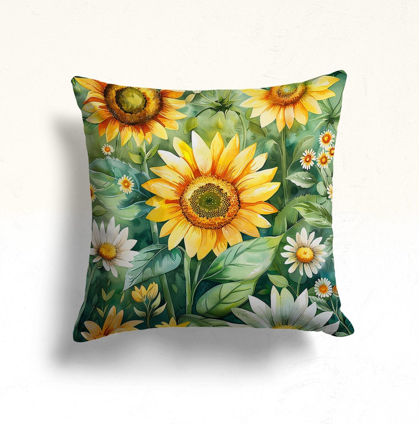 Sunflowers and Daisies Cushion Cover, Vibrant Nature Decor