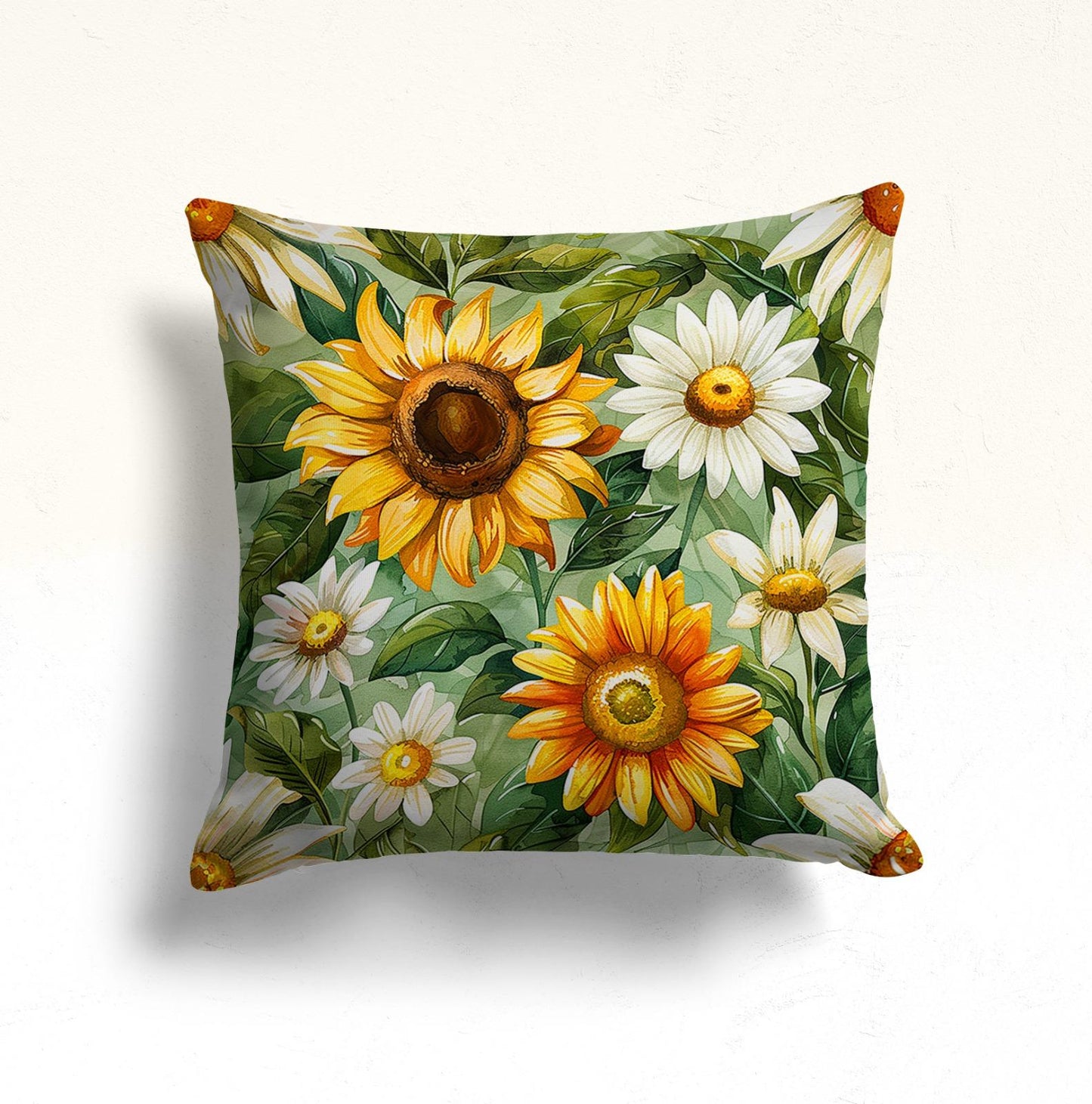Sunflowers and Daisies Cushion Cover, Vibrant Nature Decor