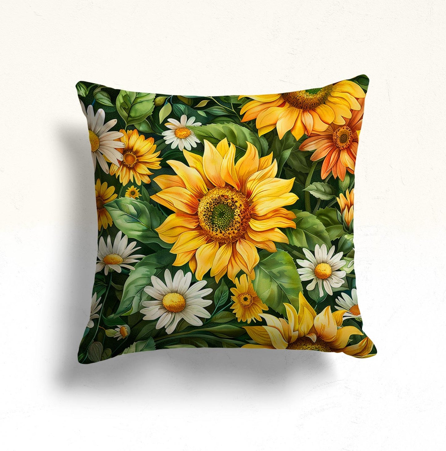 Sunflowers and Daisies Cushion Cover, Vibrant Nature Decor