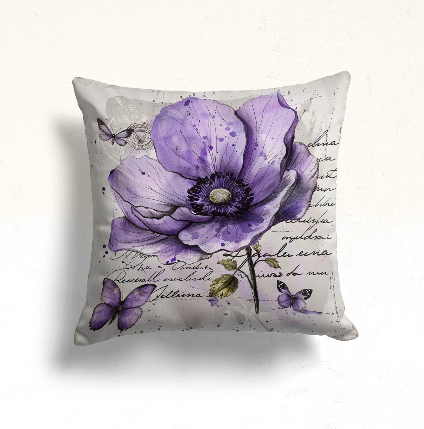 Lavender Pattern Cushion Cover with Elegant Floral Design