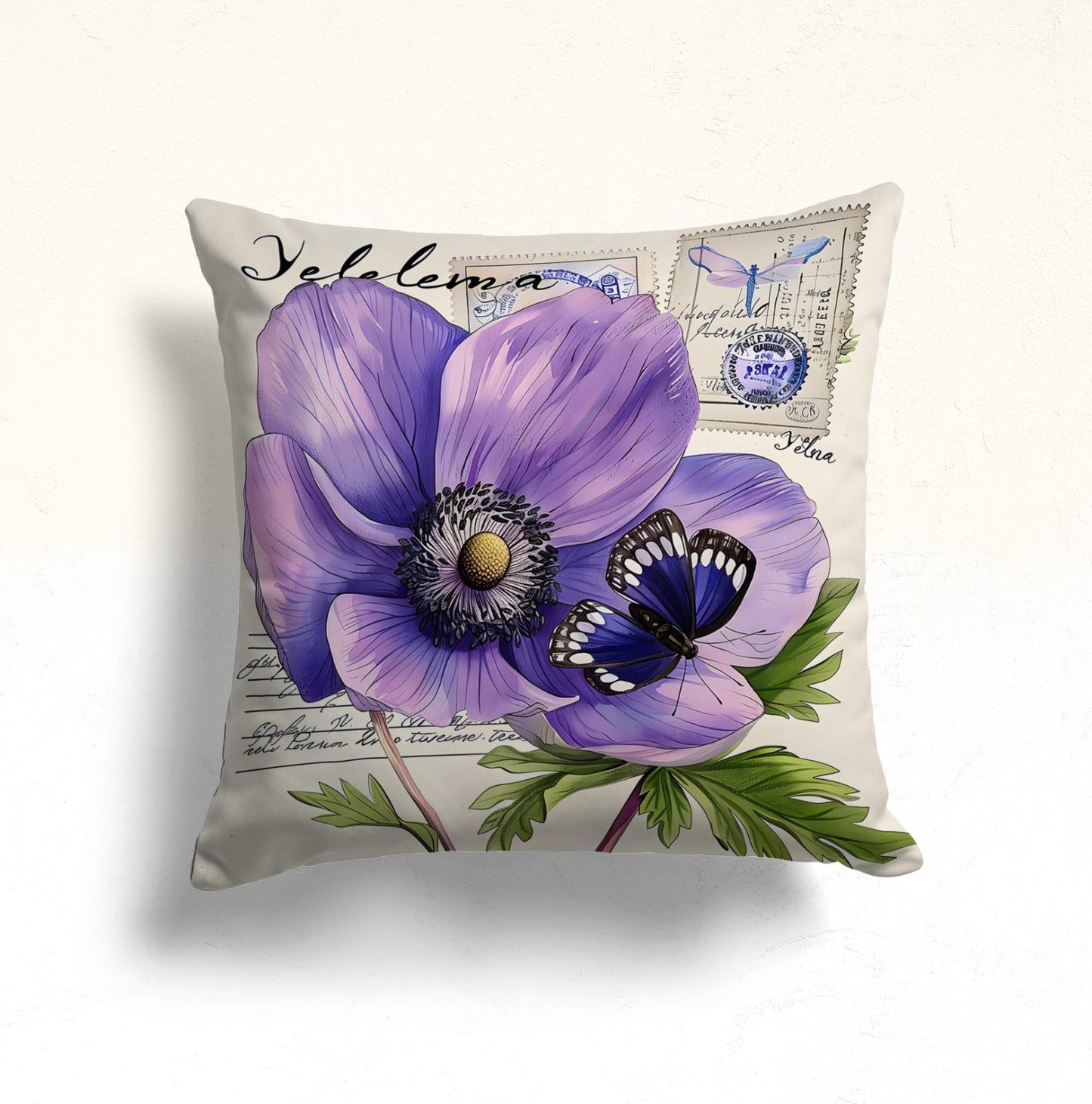 Lavender Garden Cushion Cover, Violet, Bouquet with Ribbon