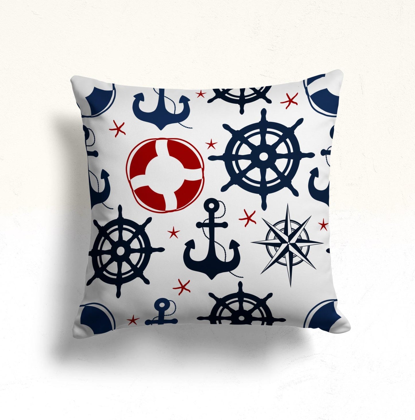 Marine Life Shells Starfish Cushion Cover, Ocean Blue Seashell