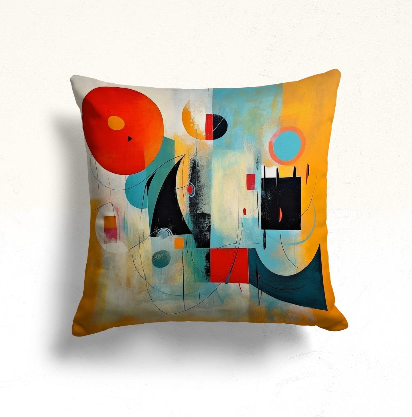 Bold Vibrant Shapes Abstract Cushion Cover, Retro Wave Design