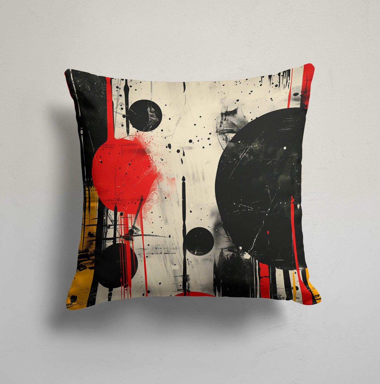 Orange and Black Abstract Circles Cushion Cover, Sunset Decor