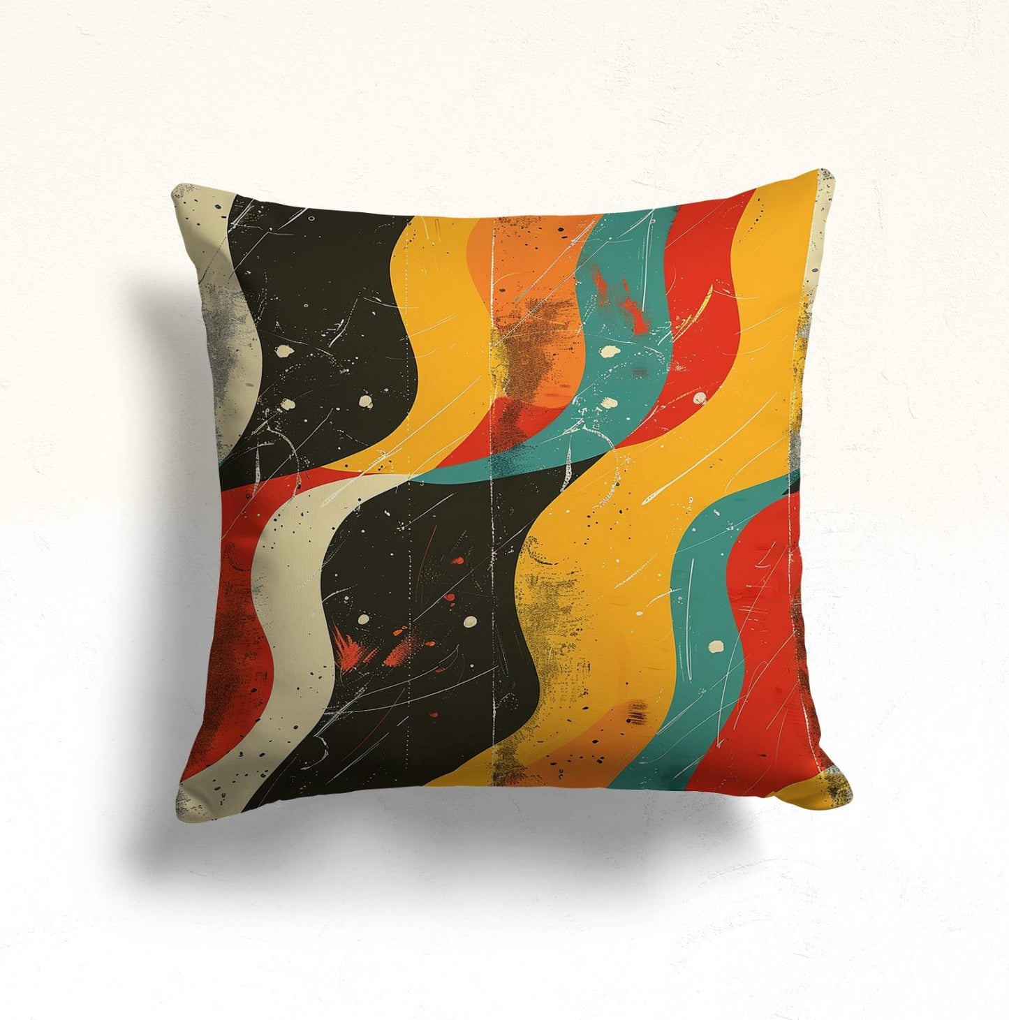 Bold Vibrant Shapes Abstract Cushion Cover, Retro Wave Design
