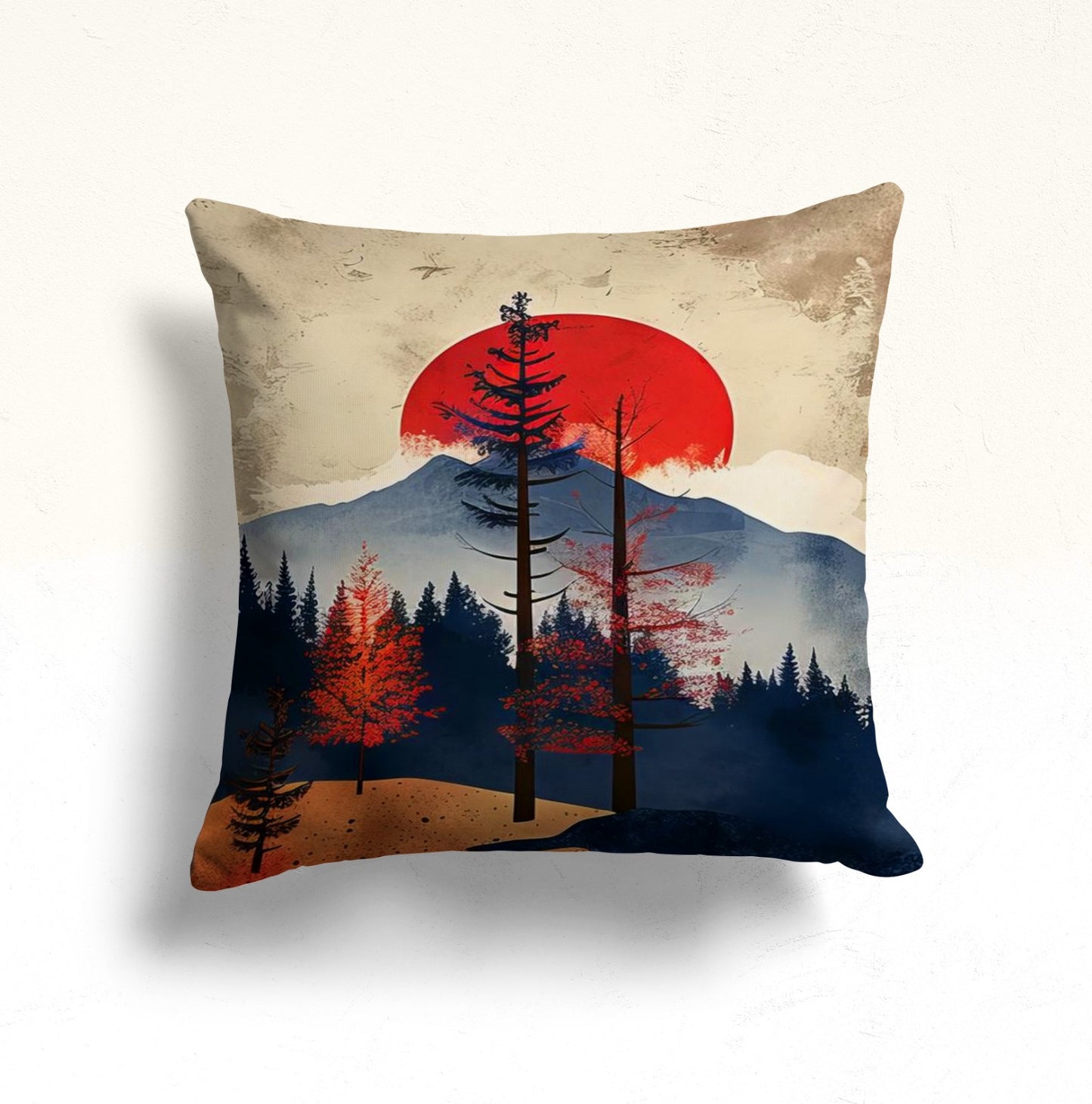 Sunset Forest Cushion Cover, Golden Autumn Tree