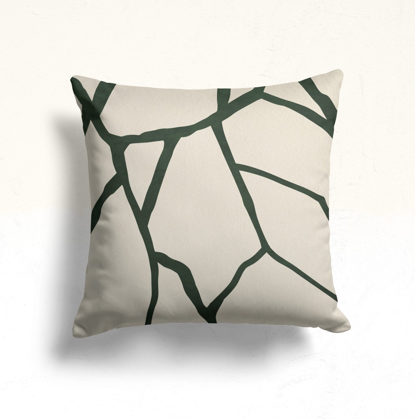 Abstract Plant Graphic Cushion Cover, Green Geometric Design