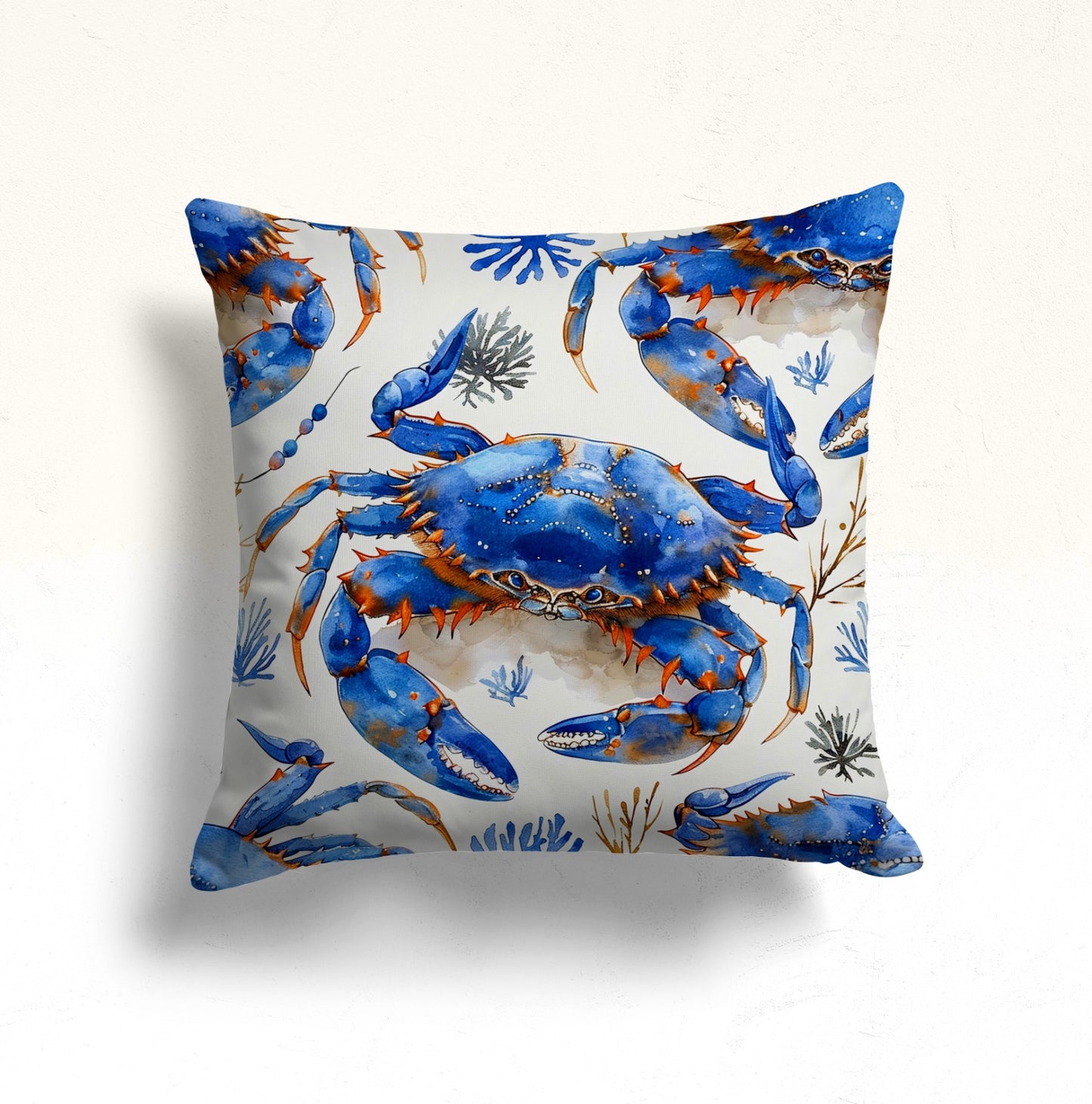 Marine Life Shells Starfish Cushion Cover, Ocean Blue Seashell