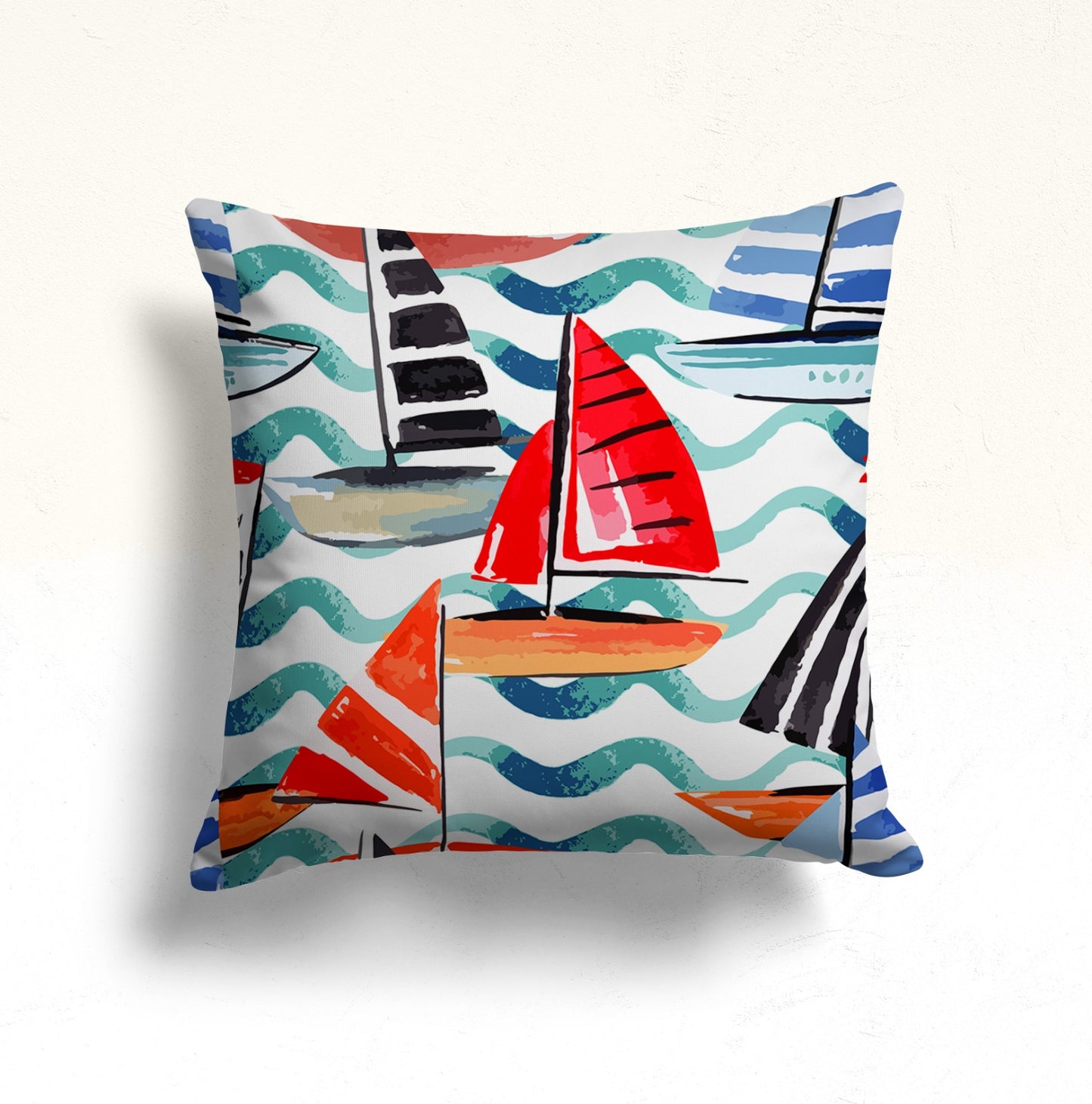 Marine Life Shells Starfish Cushion Cover, Ocean Blue Seashell