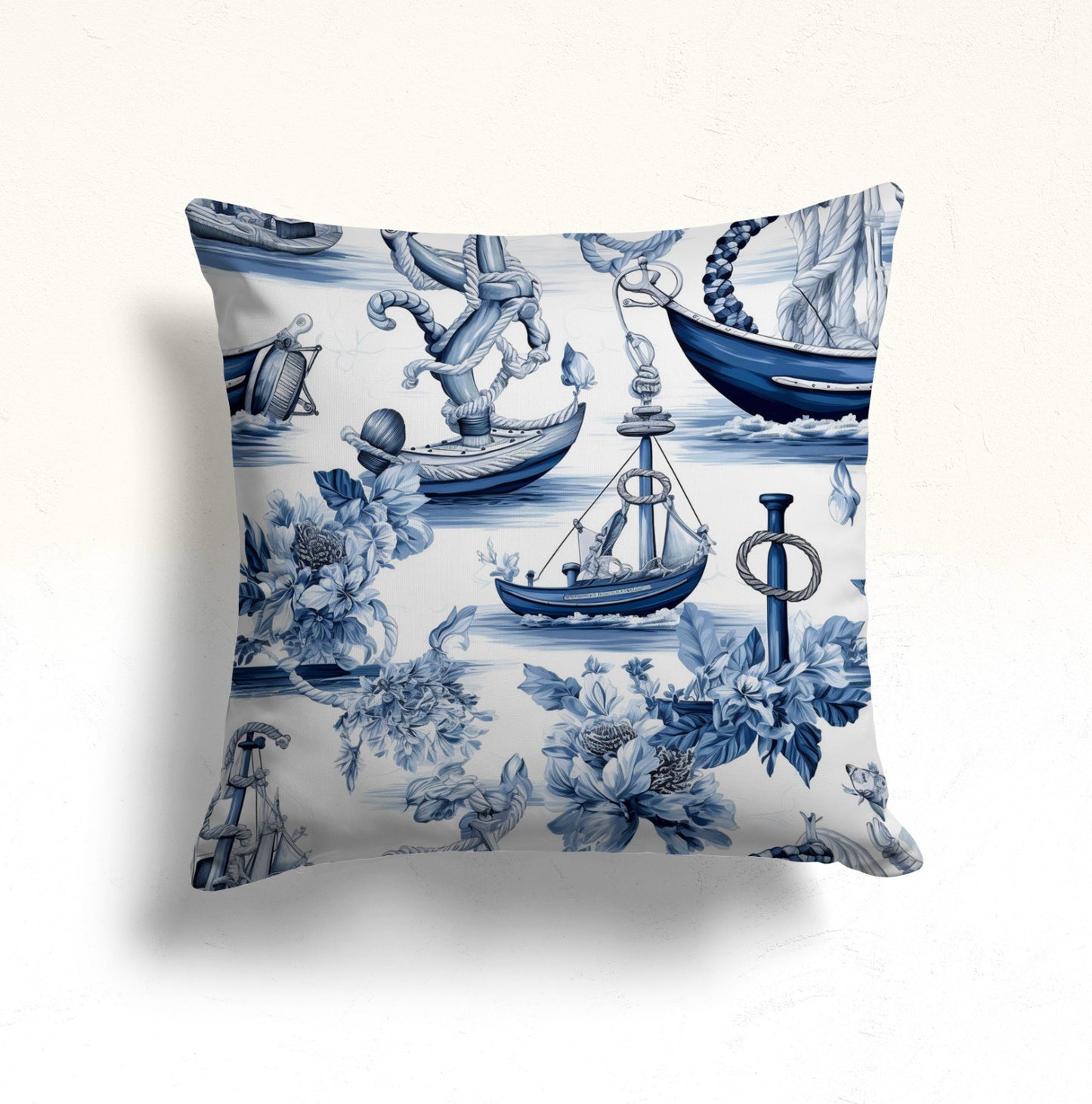 Marine Life Shells Starfish Cushion Cover, Ocean Blue Seashell