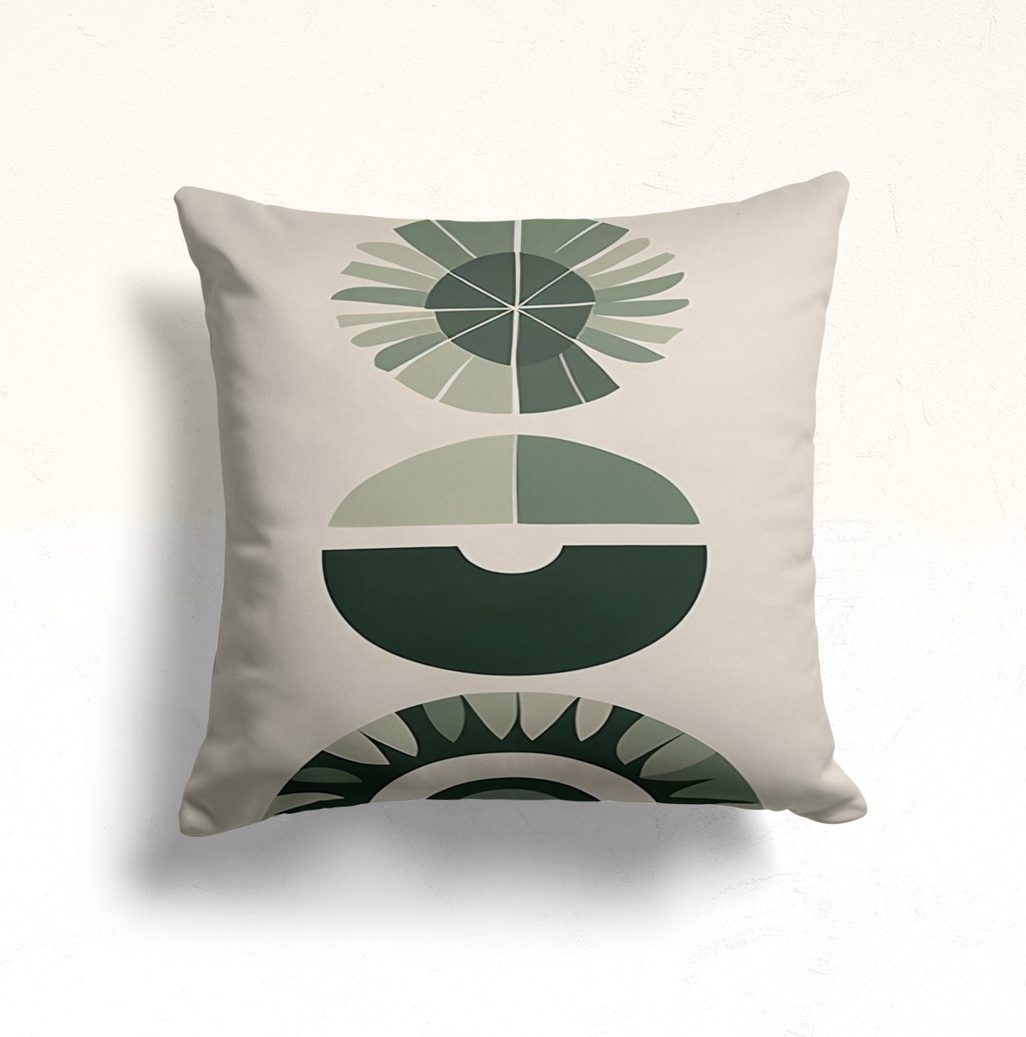Abstract Sunset with Palm Leaves Cushion Cover in Earthy Tones