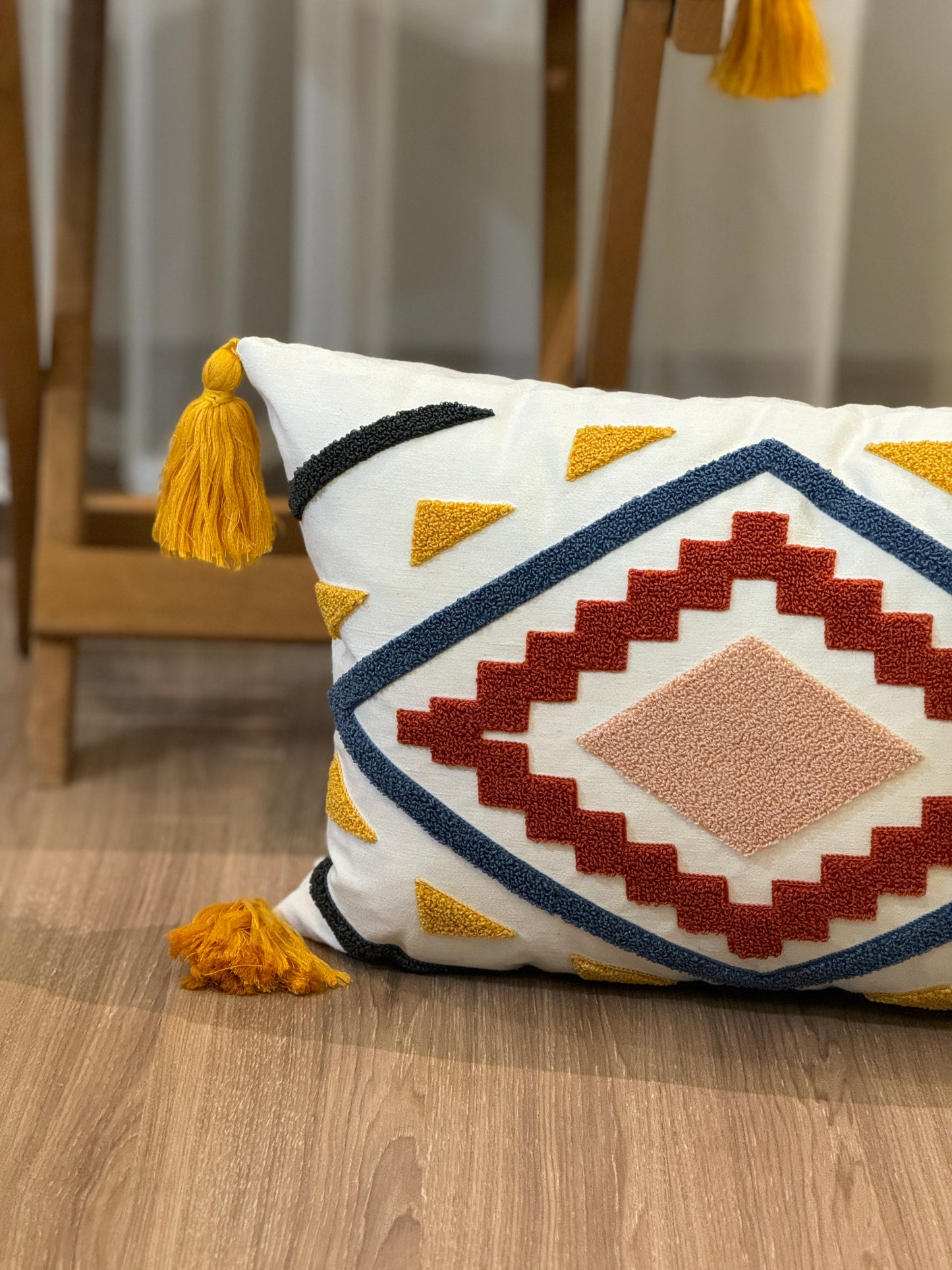 Kilim Tufted Embroidered Punch Cushion Cover