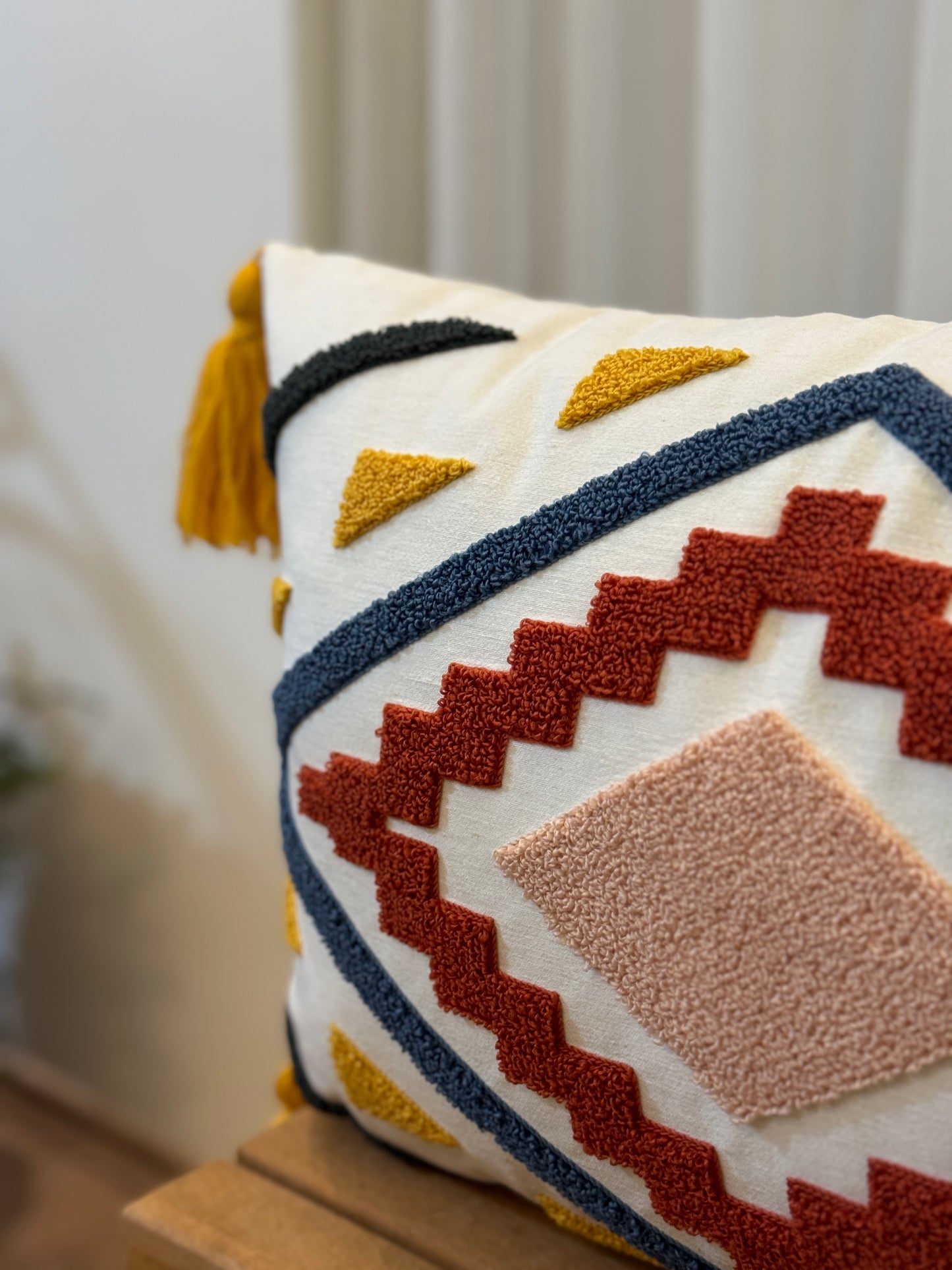Kilim Tufted Embroidered Punch Cushion Cover