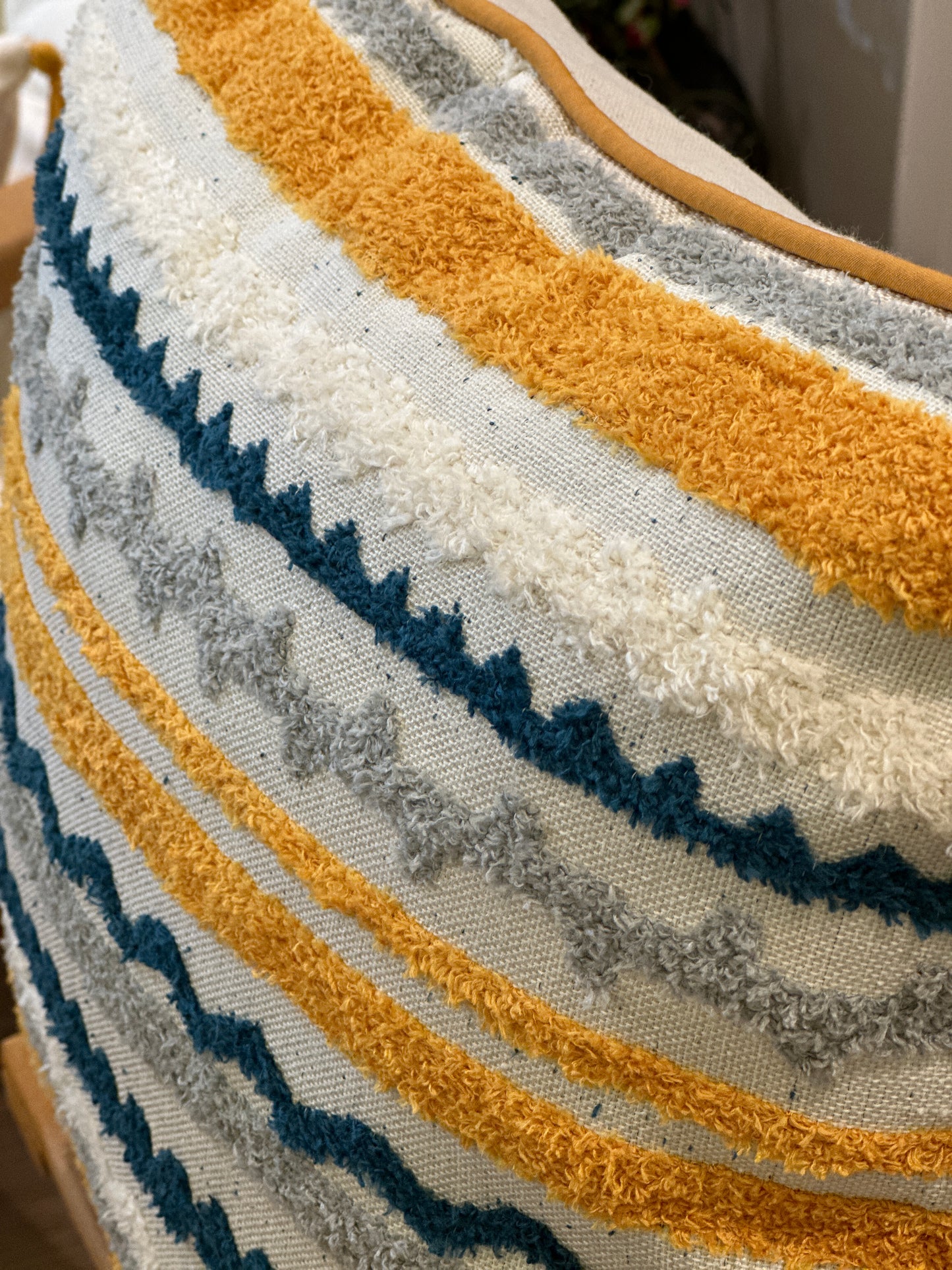 Boucle Textured Mustard Stripe Woven Cushion Cover