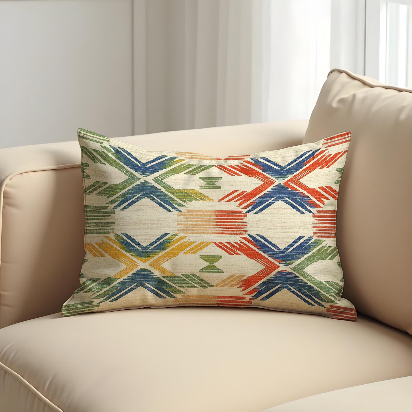 Boho Tribal Geometric Cushion Cover, Southwestern Pattern Pillow Cover