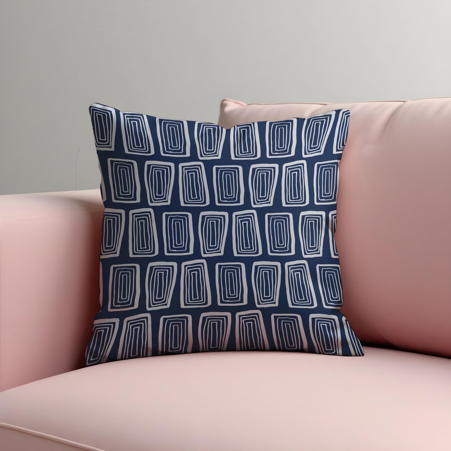 Navy Blue Abstract Cushion Cover, Rectangle Pattern Pillow Case