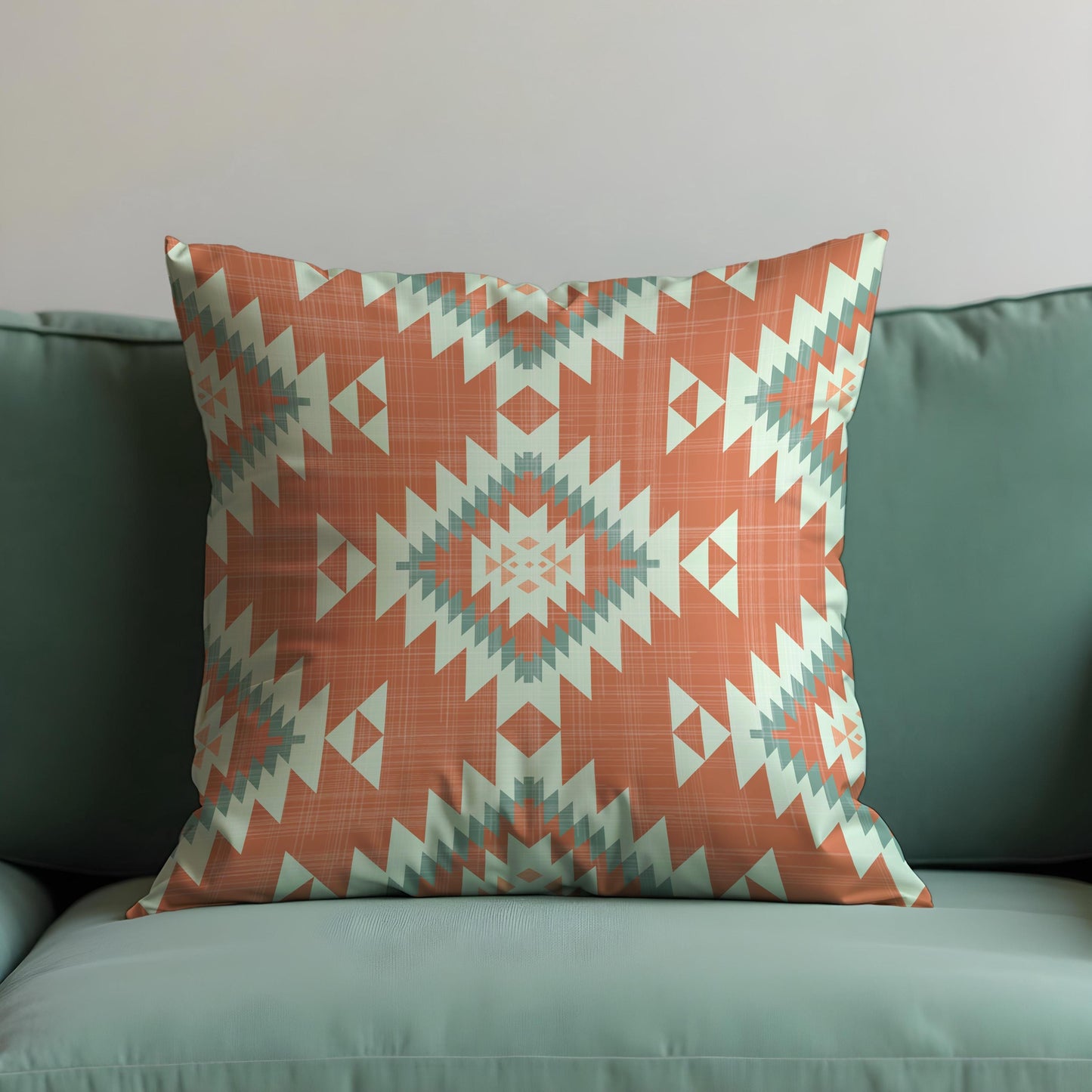 Southwestern Aztec Cushion Cover, Terracotta Geometric Tribal Pillow Cover