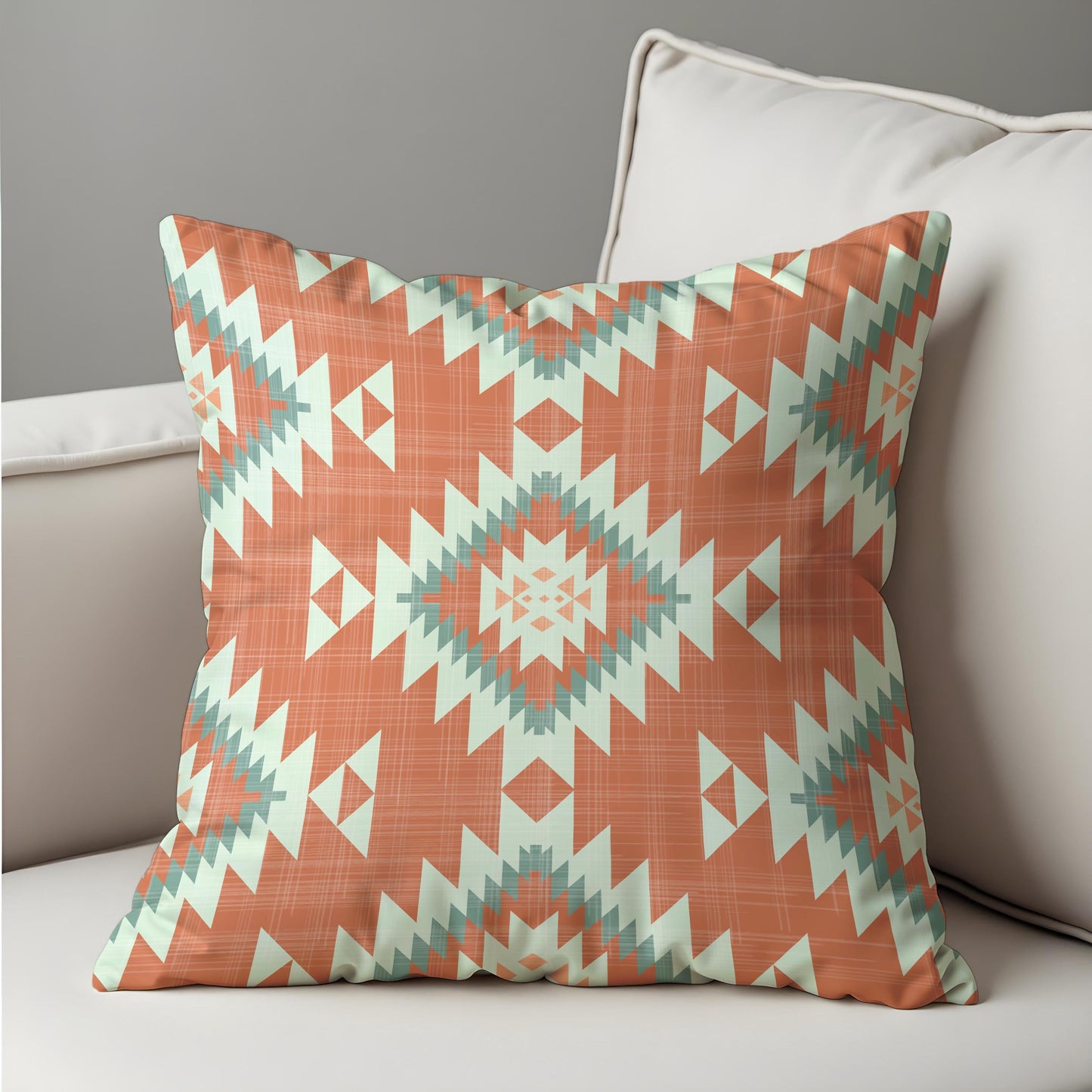 Southwestern Aztec Cushion Cover, Terracotta Geometric Tribal Pillow Cover