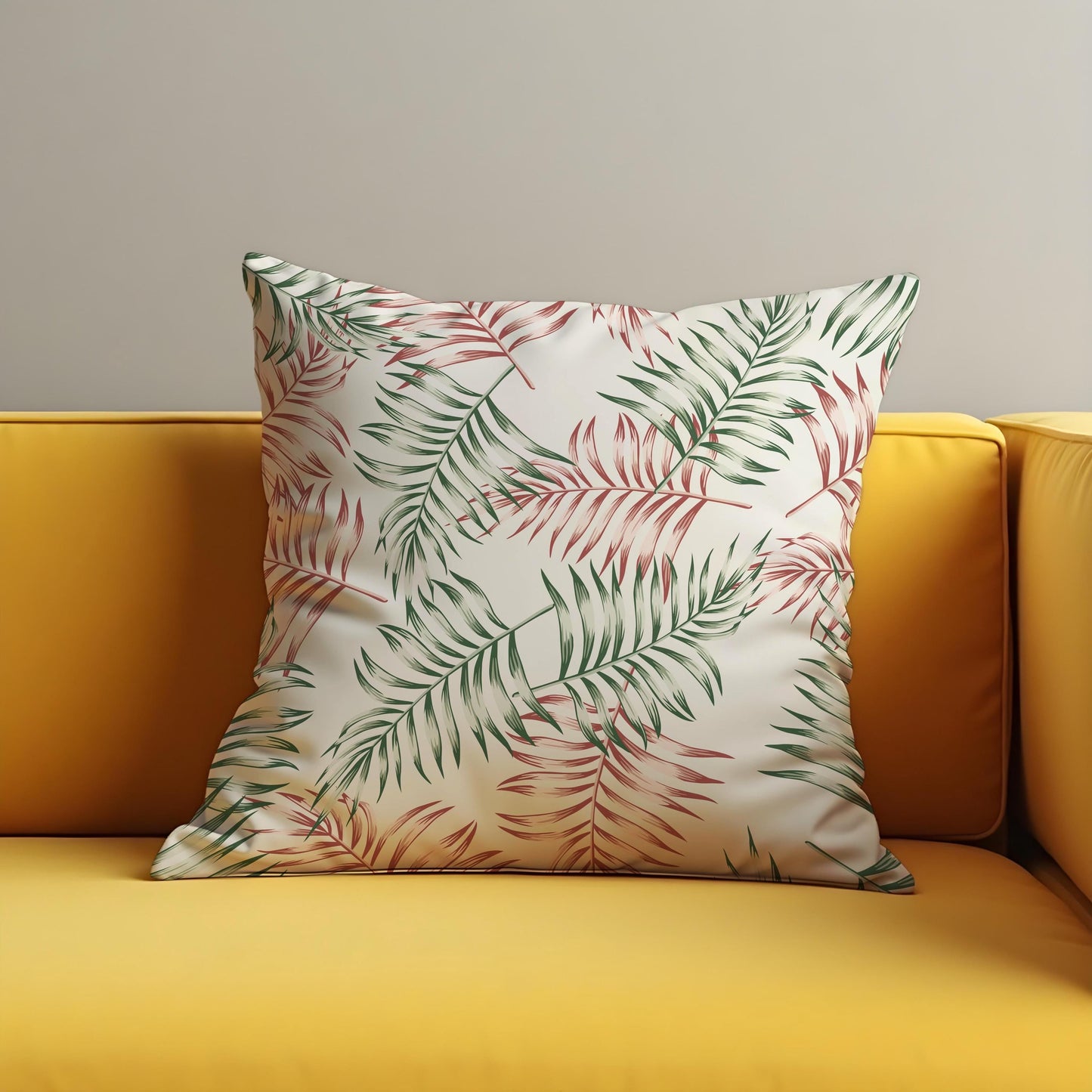 Tropical Palm Leaf Cushion Cover, Botanical Throw Pillow Cover