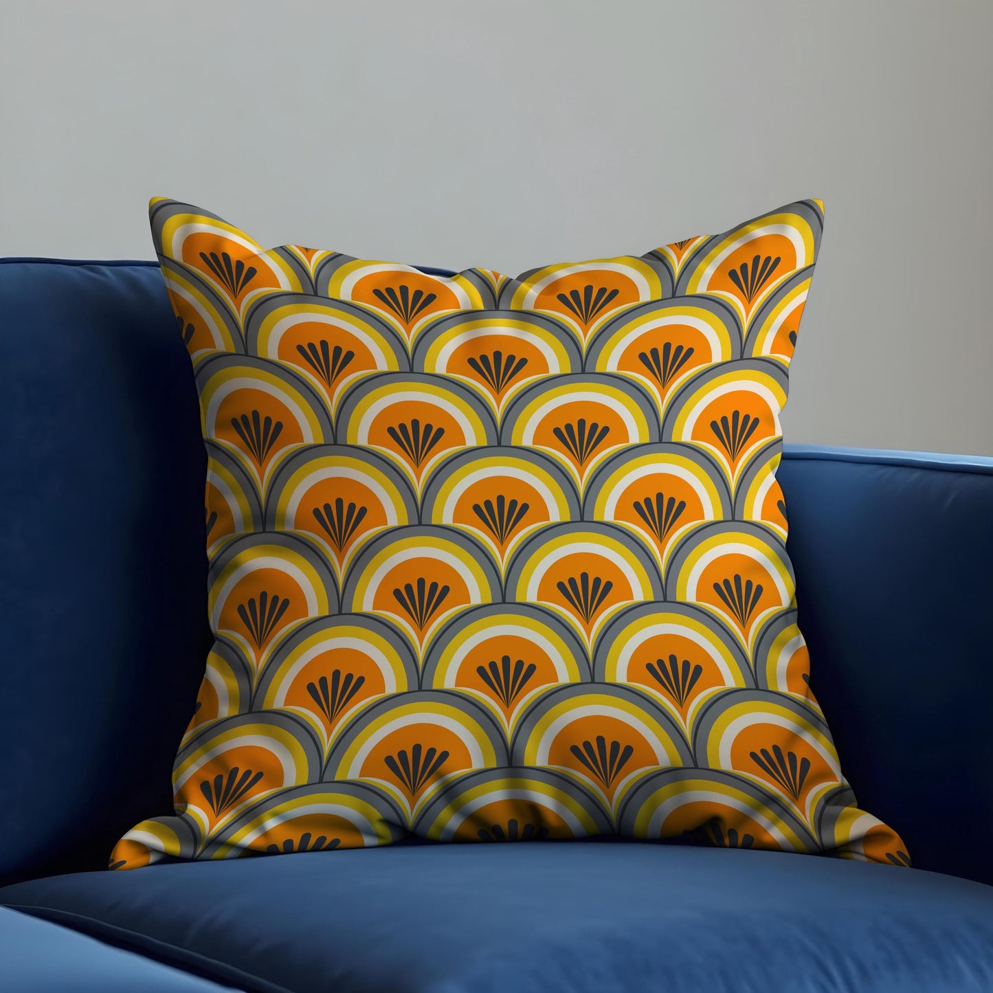Retro Geometric Cushion Cover, Art Deco Throw Pillow Cover