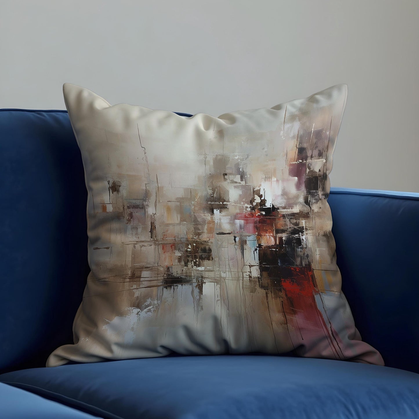 Modern Abstract Cityscape Cushion Cover, Paint Effect Throw Pillow Cover