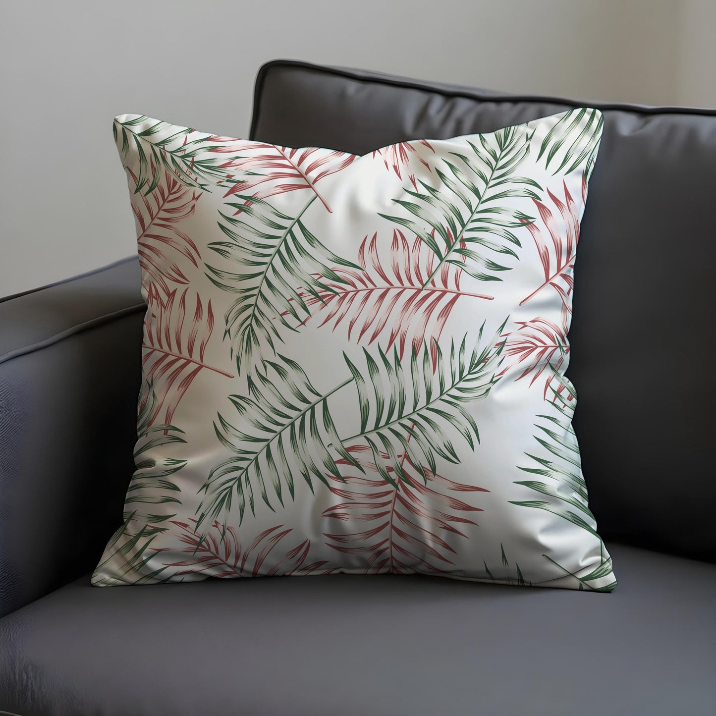Tropical Palm Leaf Cushion Cover, Botanical Throw Pillow Cover