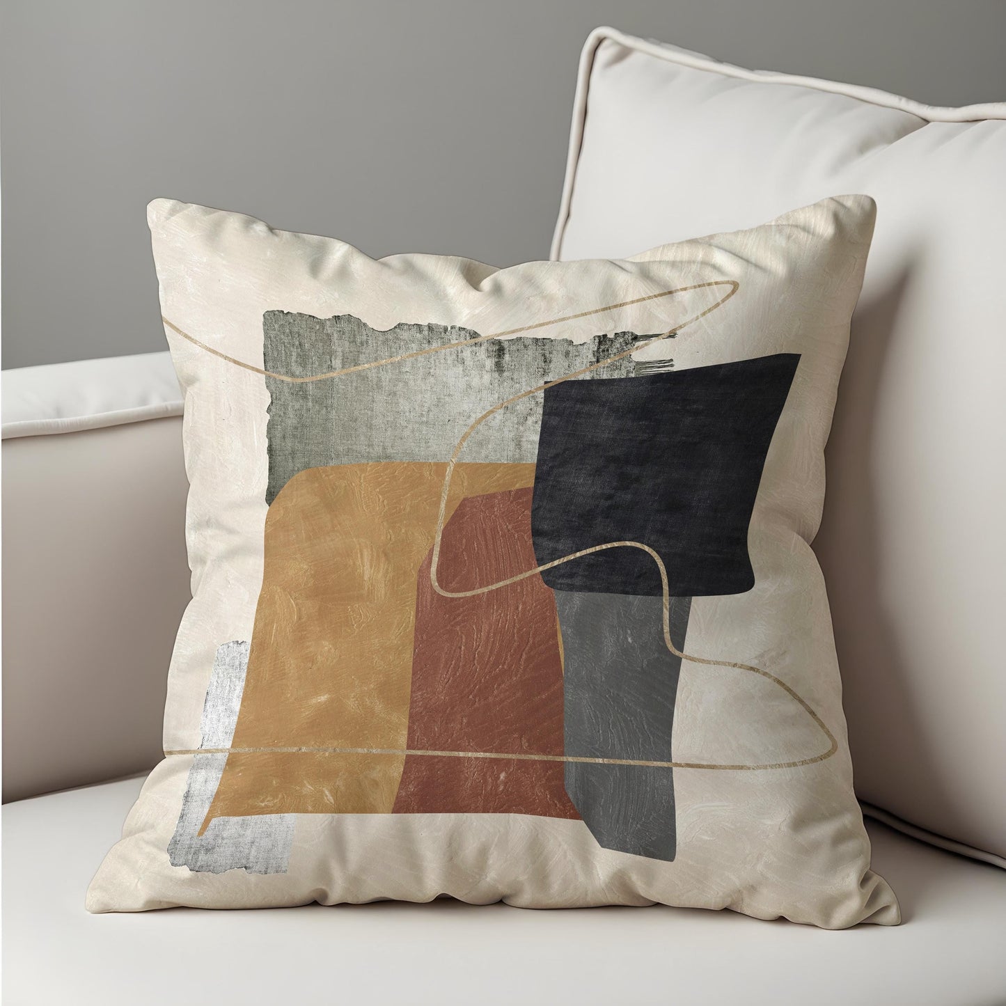 Modern Abstract Cushion Cover, Terracotta & Charcoal Art Print Pillow Case