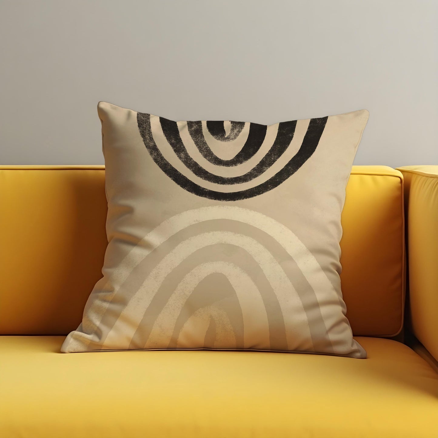 Modern Arch Cushion Cover, Beige & Black Abstract Throw Pillow Cover