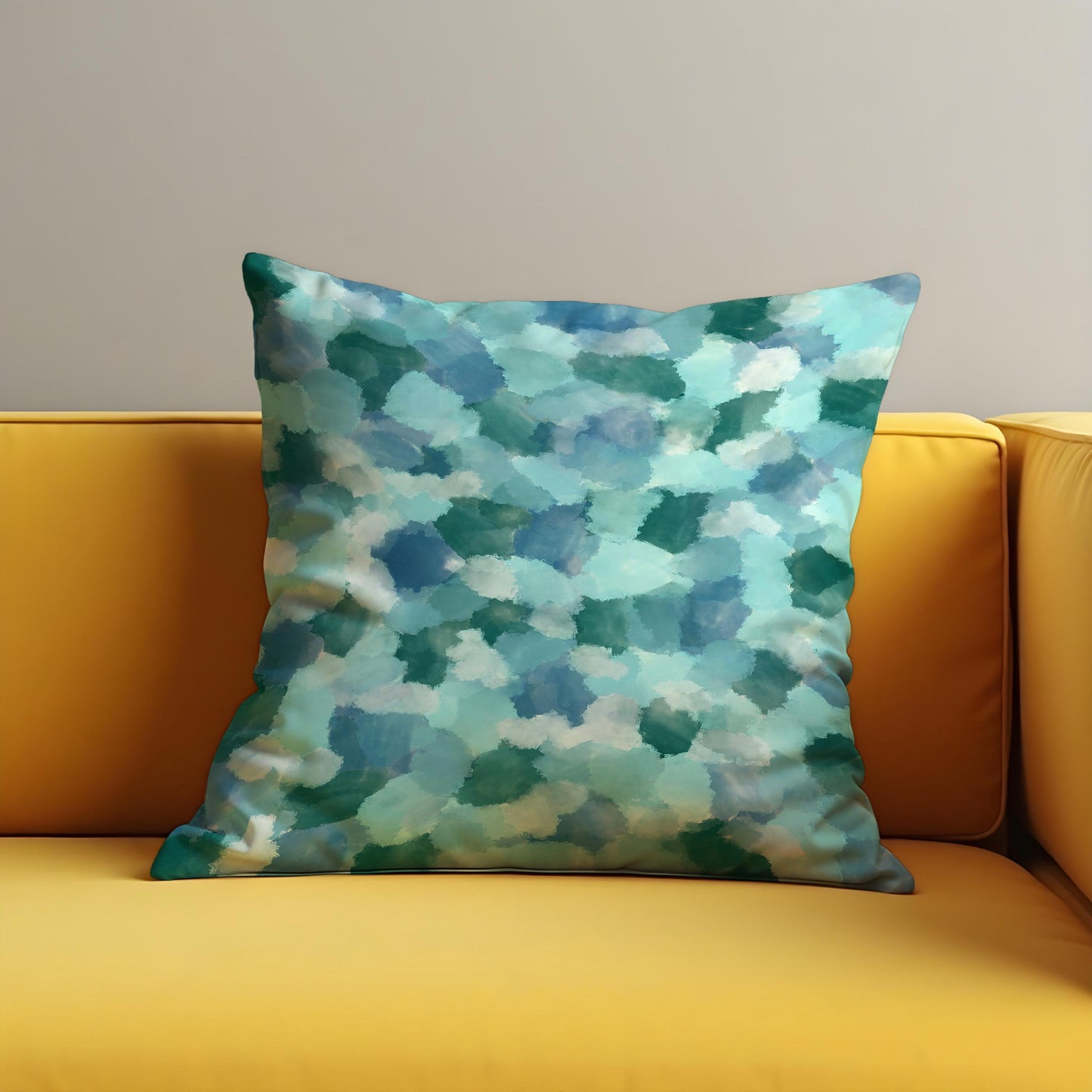 Blue Green Abstract Watercolor Cushion Cover, Coastal Throw Pillow Case