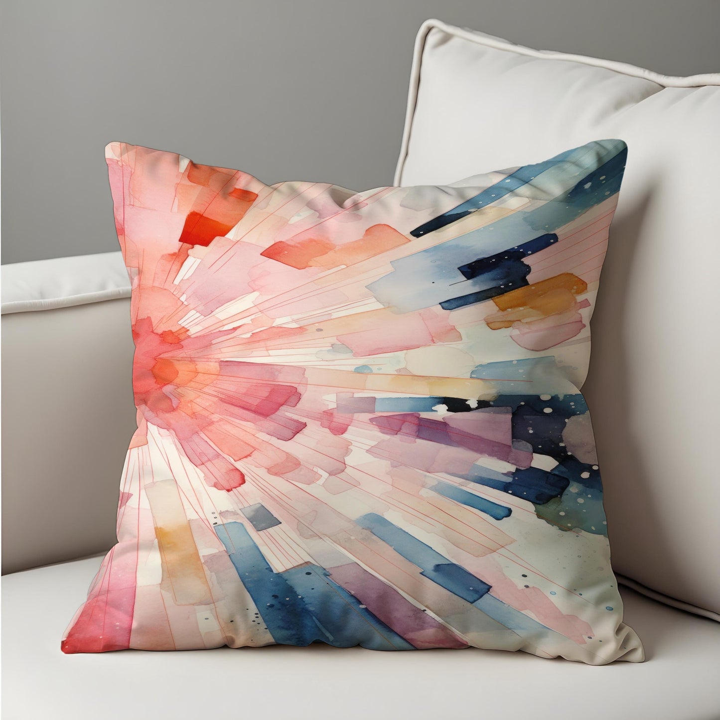 Watercolor Burst Cushion Cover, Abstract Color Explosion Throw Pillow Cover