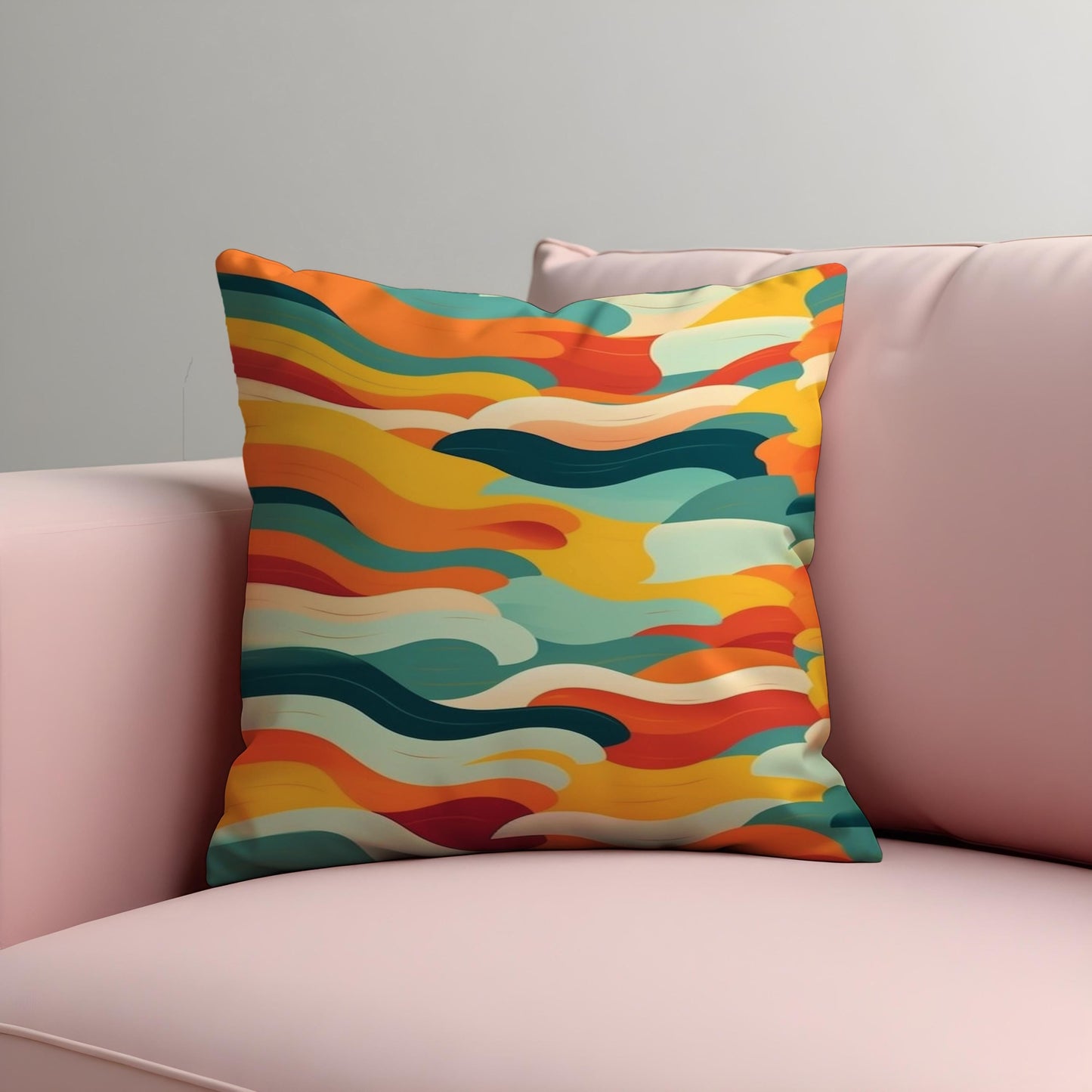 Retro Abstract Waves Cushion Cover, Mid-Century Modern Pillow Case