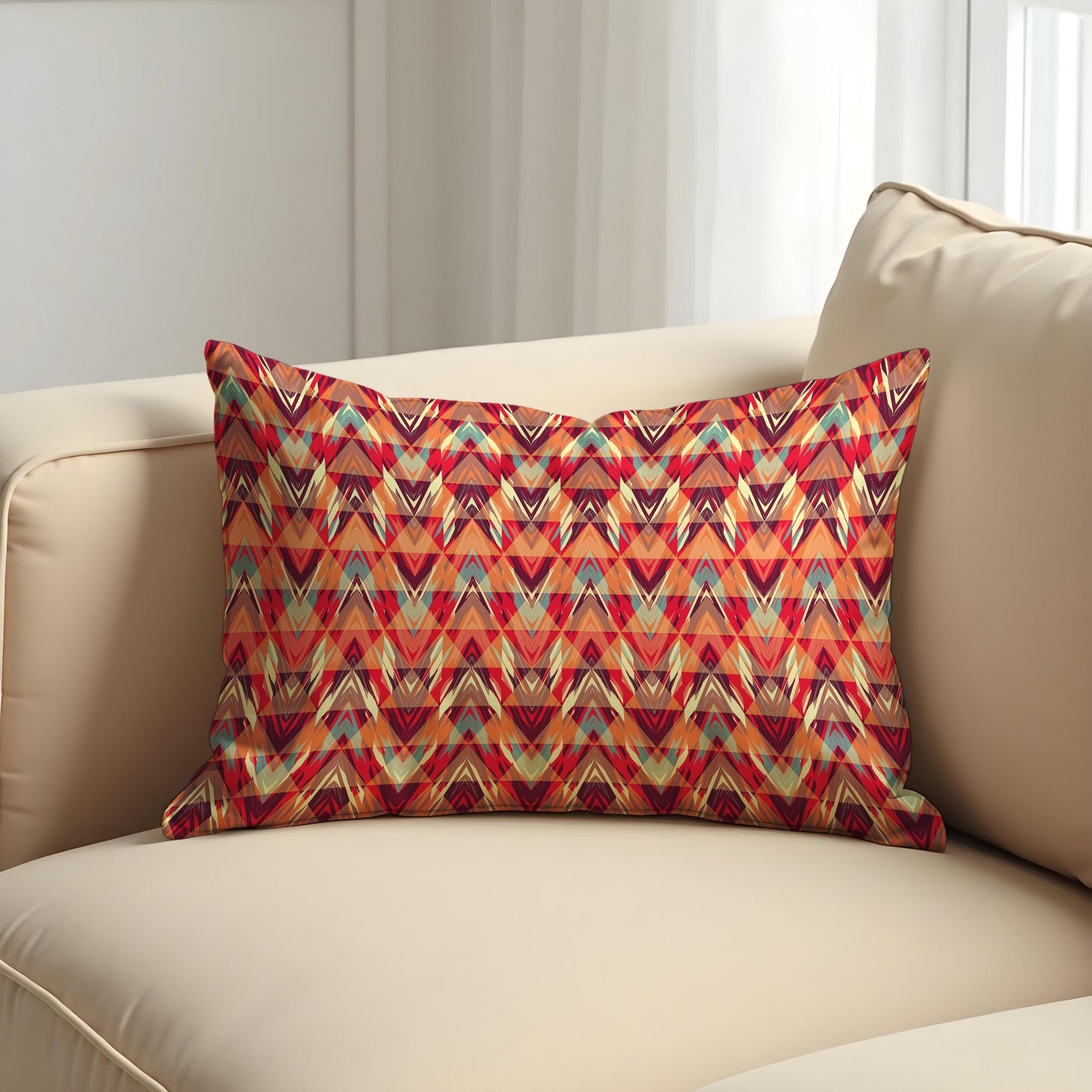 Boho Tribal Chevron Cushion Cover, Vibrant Geometric Pillow Case