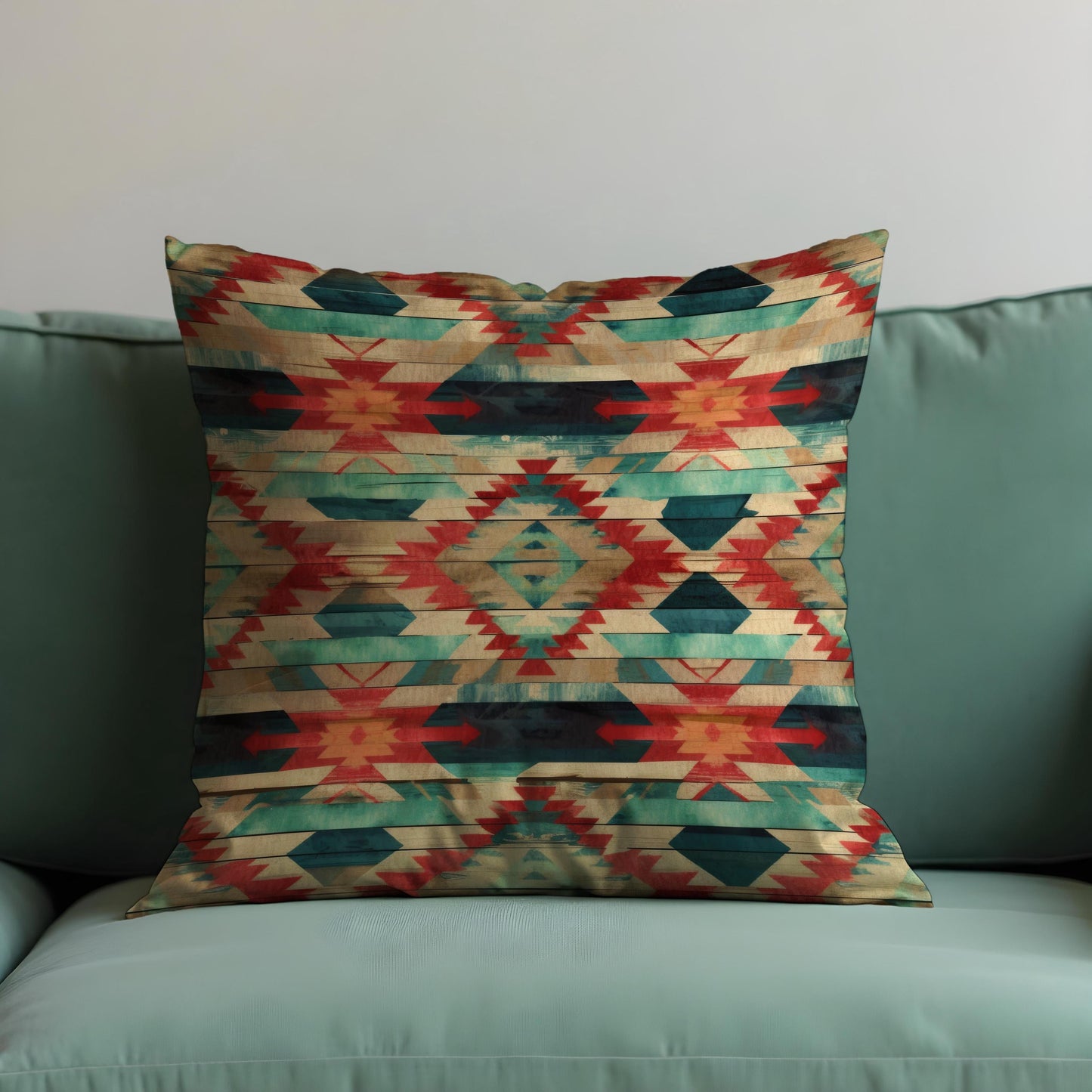 Southwestern Aztec Cushion Cover, Rustic Boho Tribal Diamond Pillow Cover