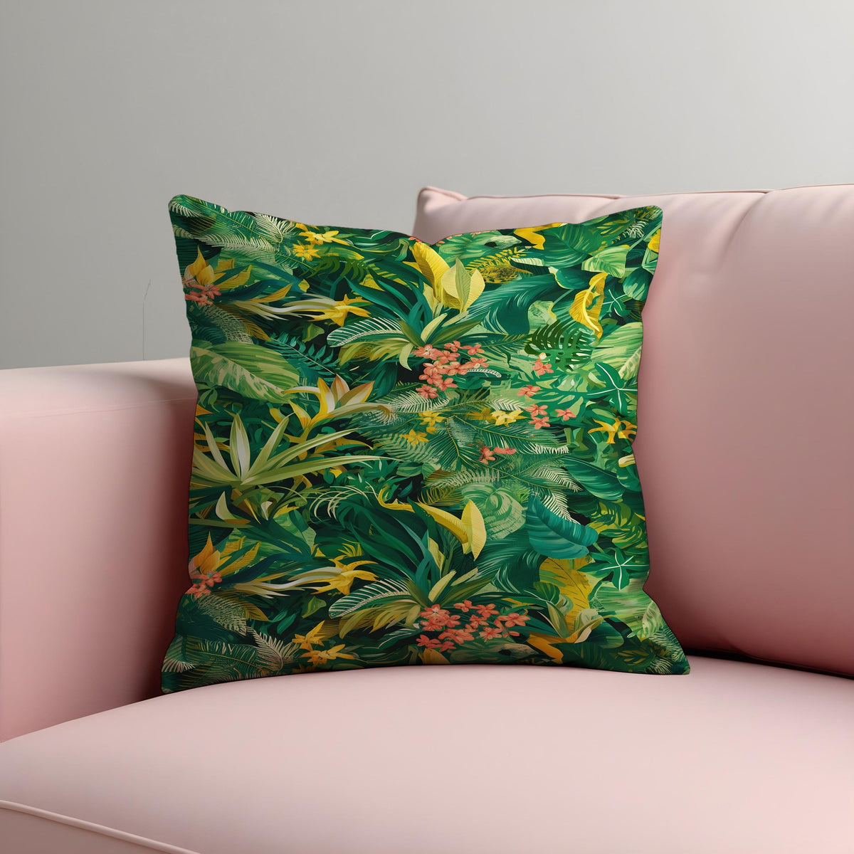 Green Jungle Leaf Cushion Cover, Tropical Pillow Case