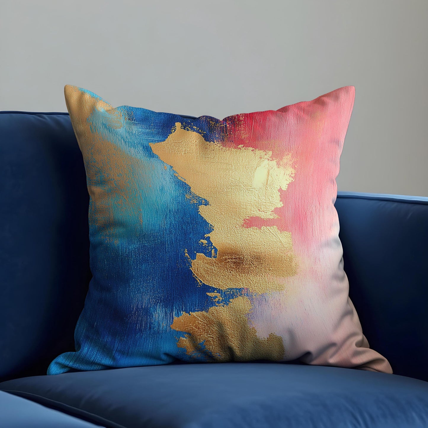 Abstract Cushion Cover, Mustard Foil Brushstroke Throw Pillow Cover