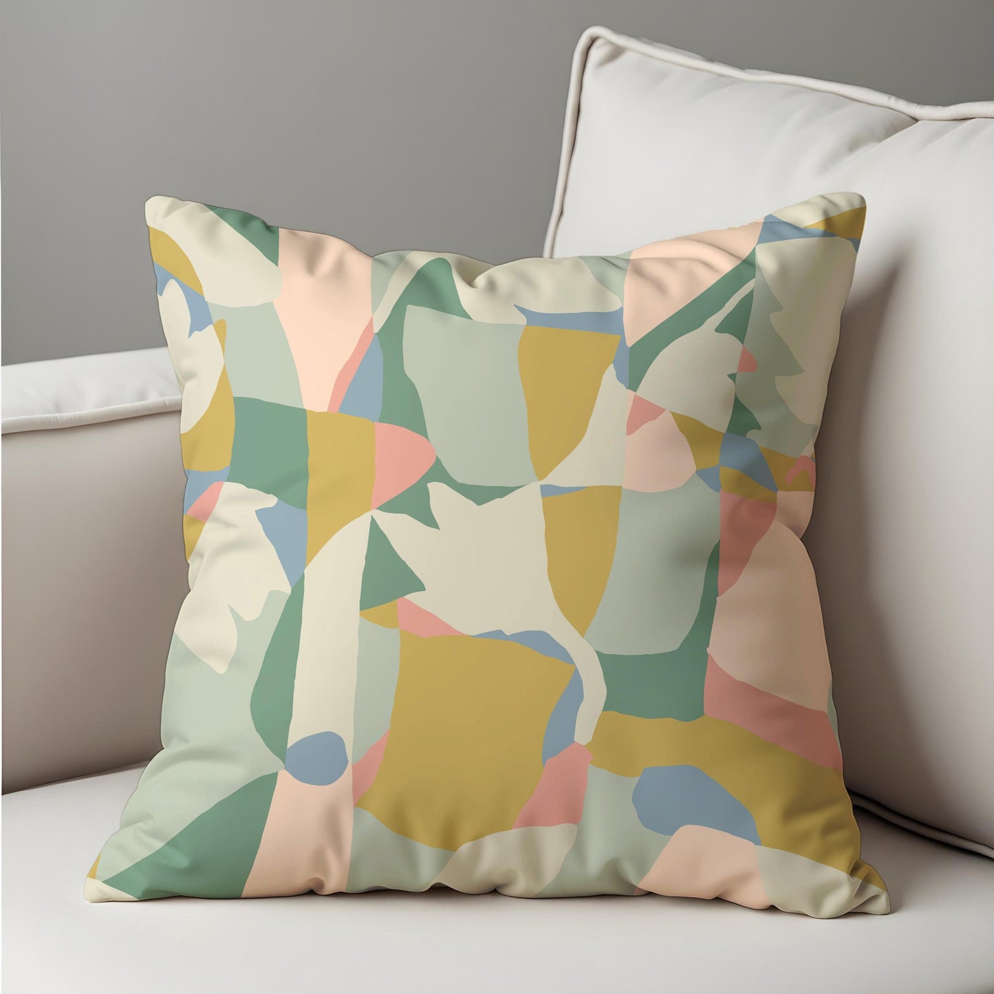 Pastel Abstract Art Pillow Cover, Modern Minimalist Cushion Cover