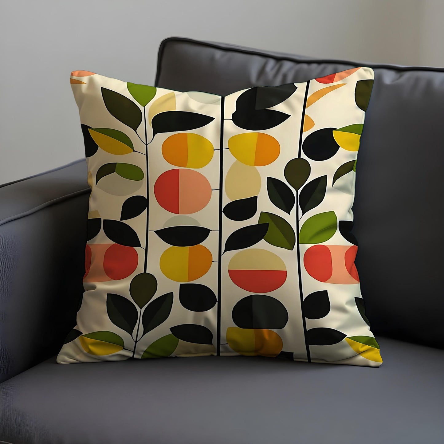 Modern Abstract Floral Cushion Cover, Geometric Pattern Pillow Case