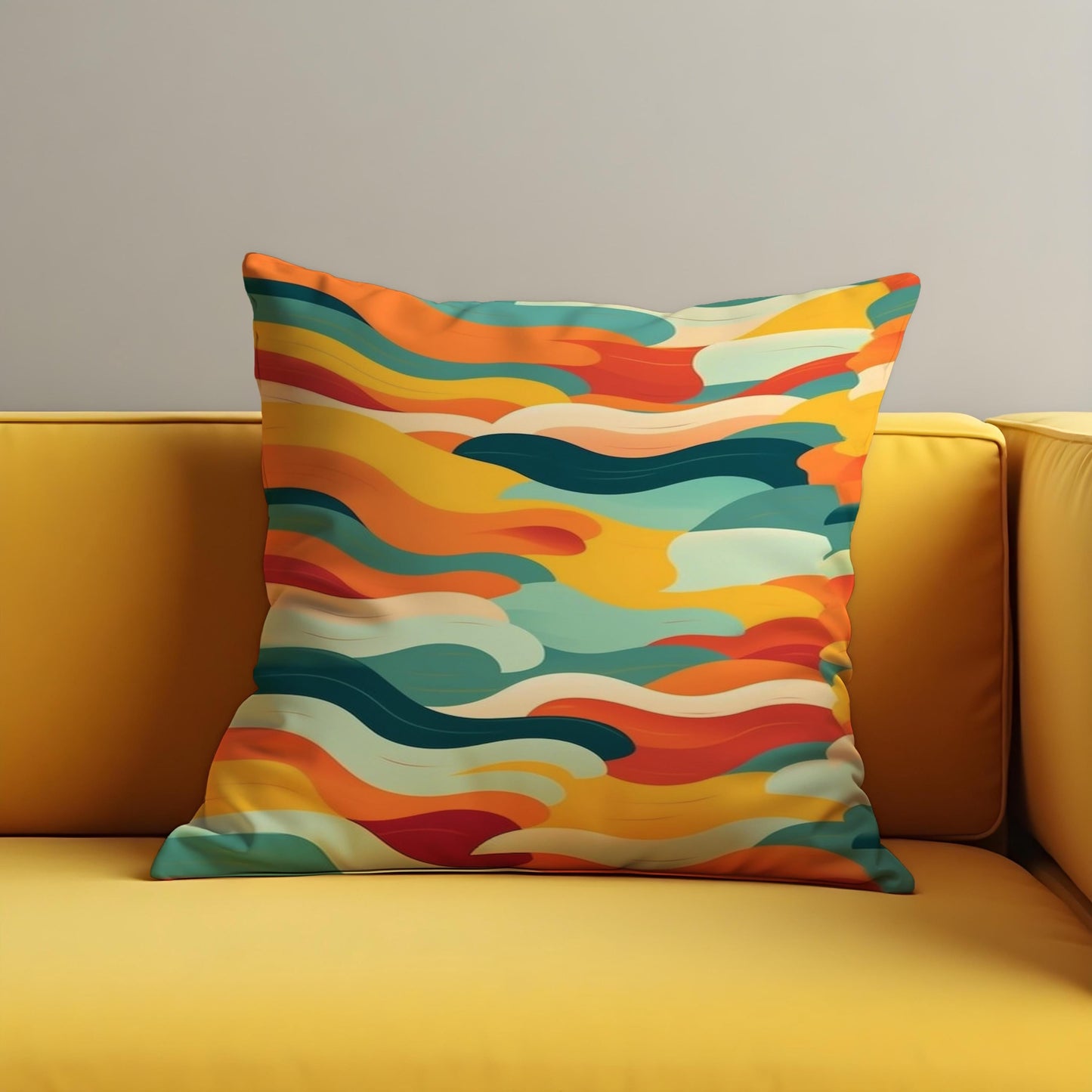 Retro Abstract Waves Cushion Cover, Mid-Century Modern Pillow Case