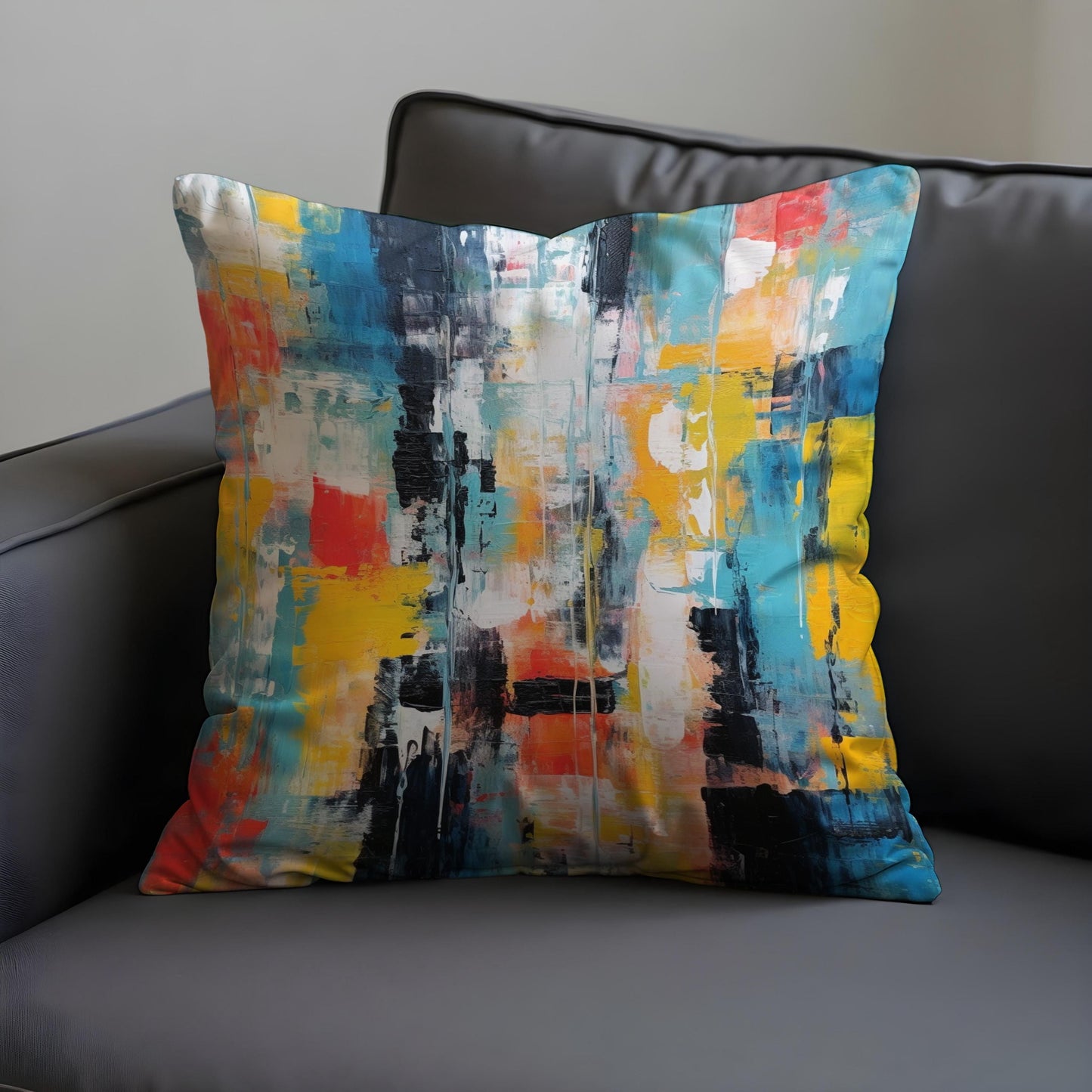Colorful Abstract Art Cushion Cover, Brushstroke Throw Pillow Case