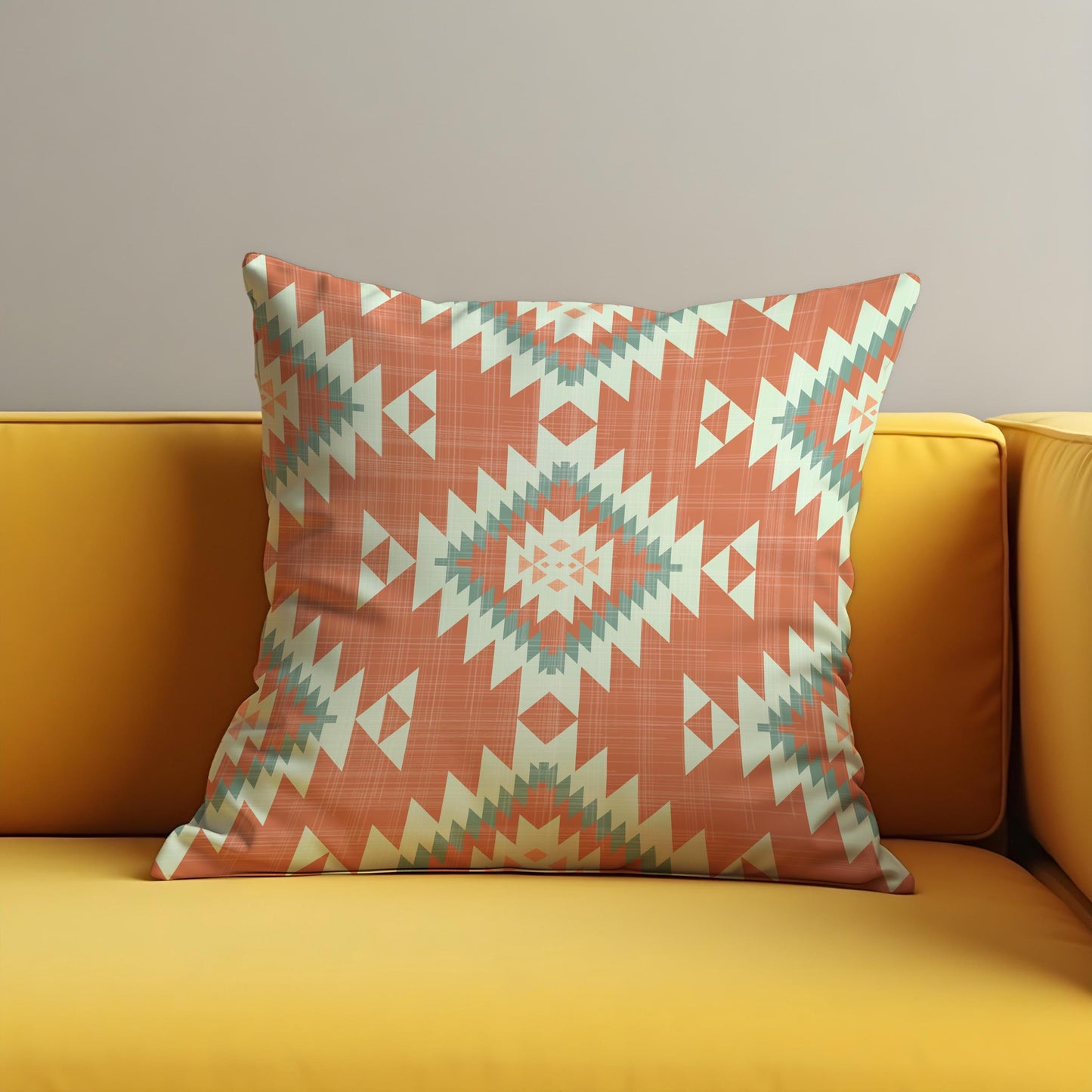 Southwestern Aztec Cushion Cover, Terracotta Geometric Tribal Pillow Cover