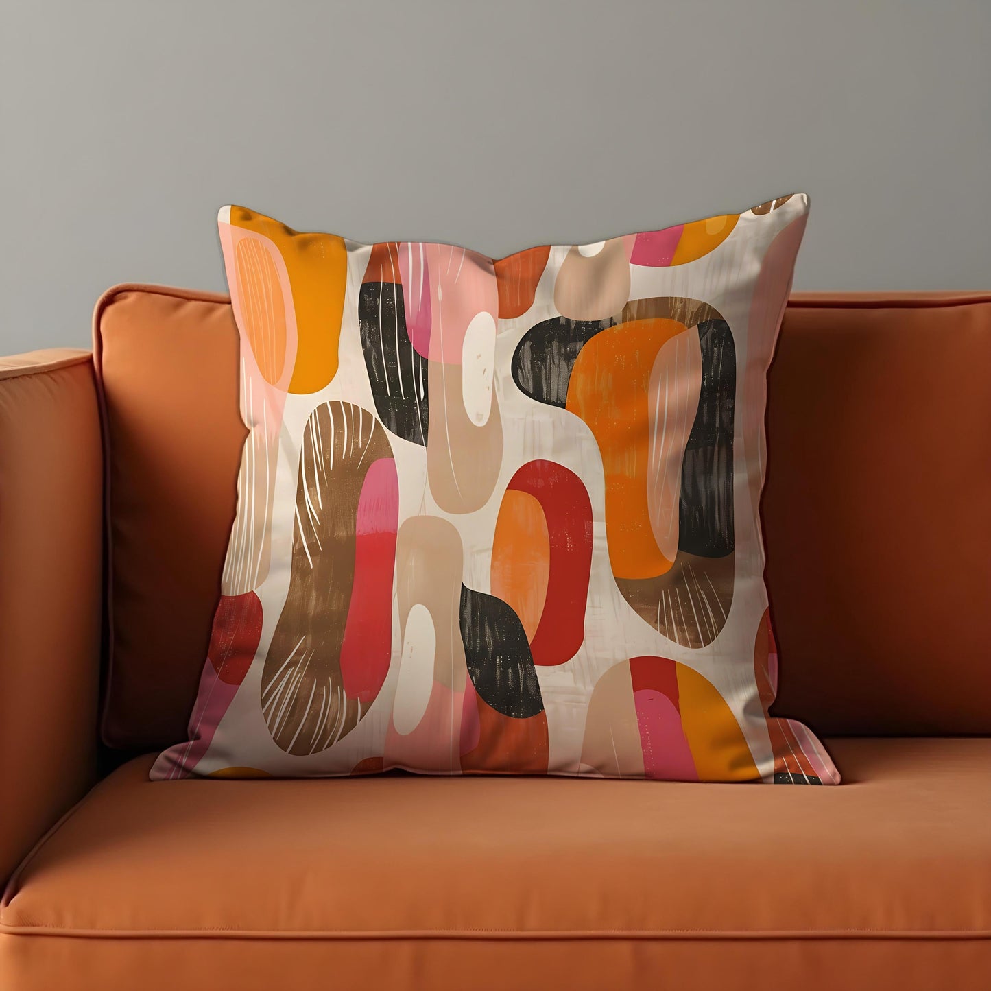 Modern Abstract Cushion Cover, Bold Organic Shapes Pillow Cover