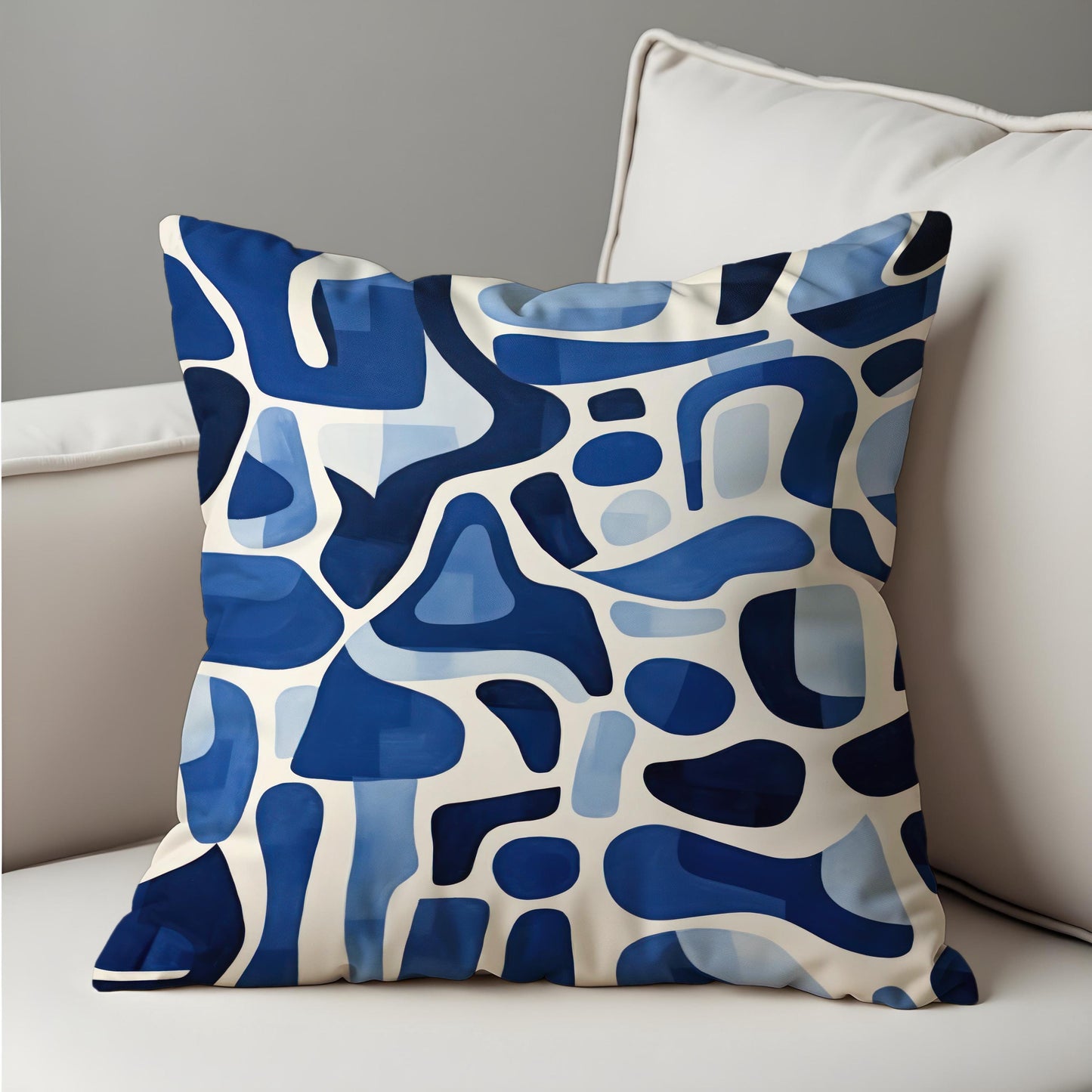Abstract Blue Cushion Cover, Navy Blue Pattern Pillow Case