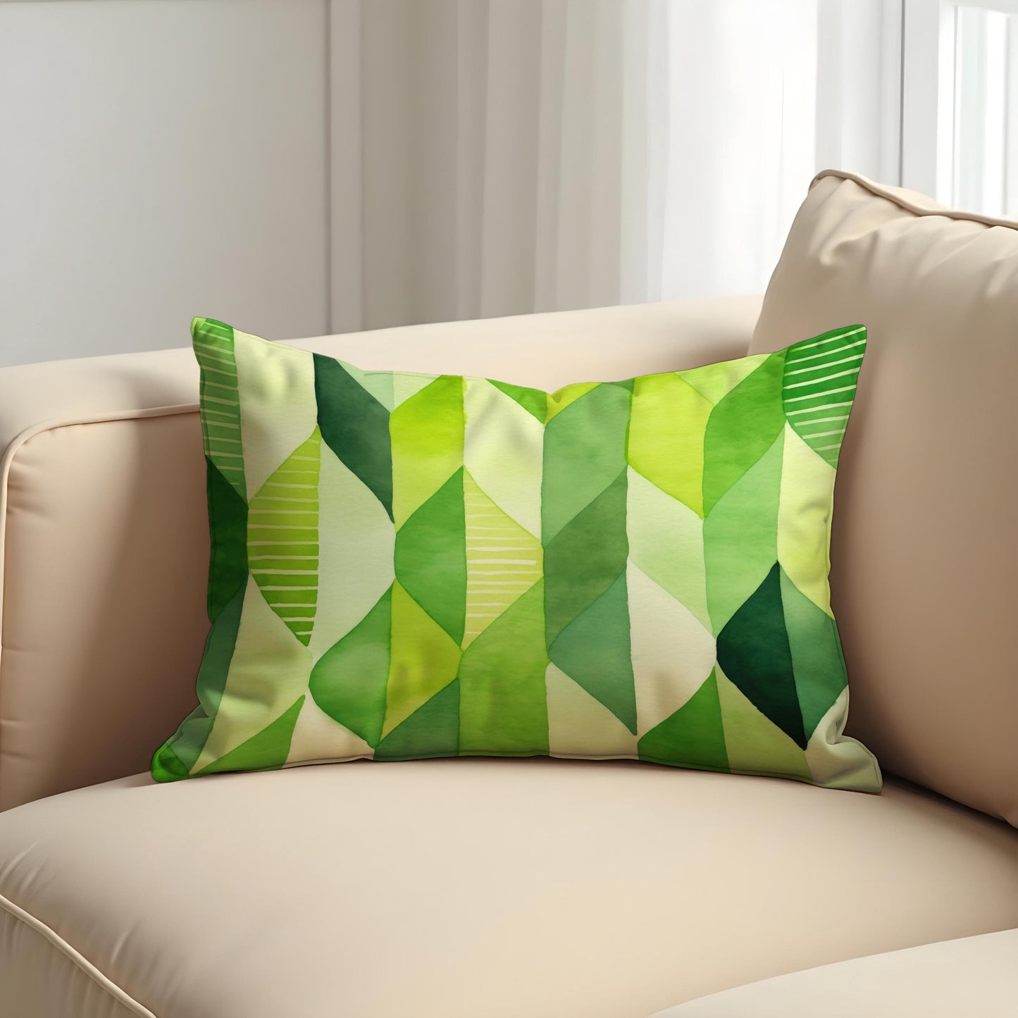 Fresh Green Gradient Cushion Cover, Abstract Leaf Pillow Case